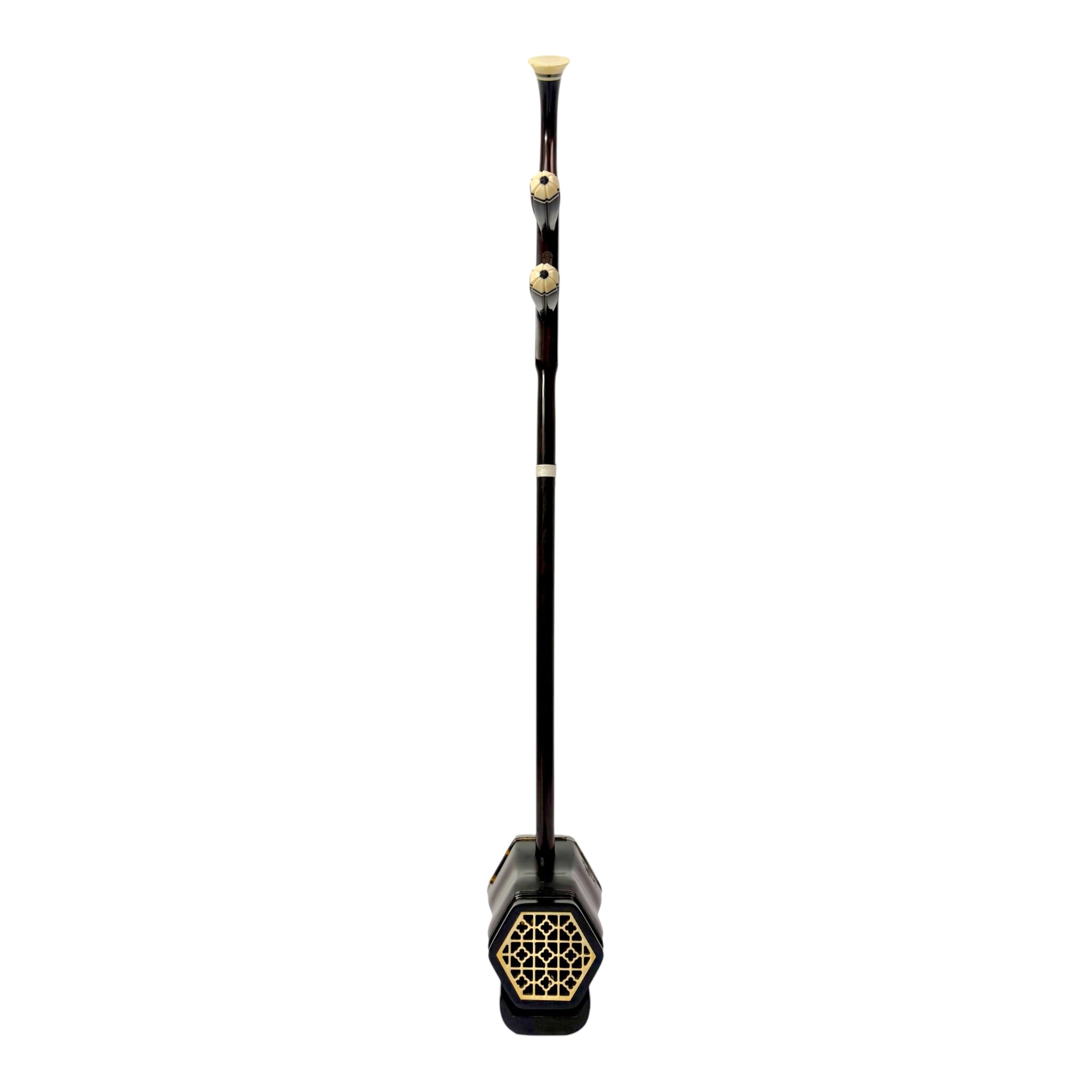Hua Yin 华音 HY132S “Sacred Lotus” Ebony Erhu with Silver Inlay - Premium Travel Hard Case - Professional Series