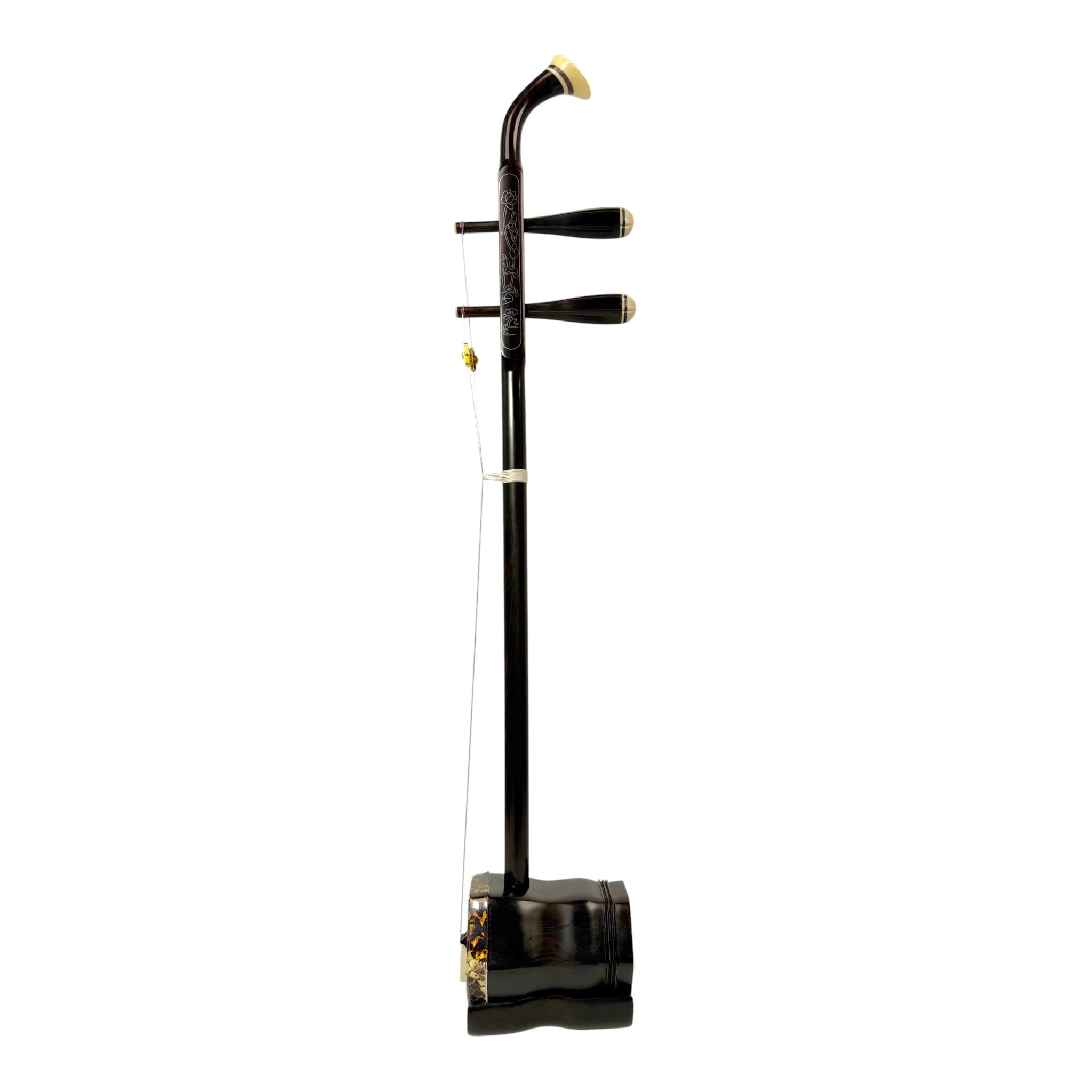 Hua Yin 华音 HY132S “Sacred Lotus” Ebony Erhu with Silver Inlay - Premium Travel Hard Case - Professional Series