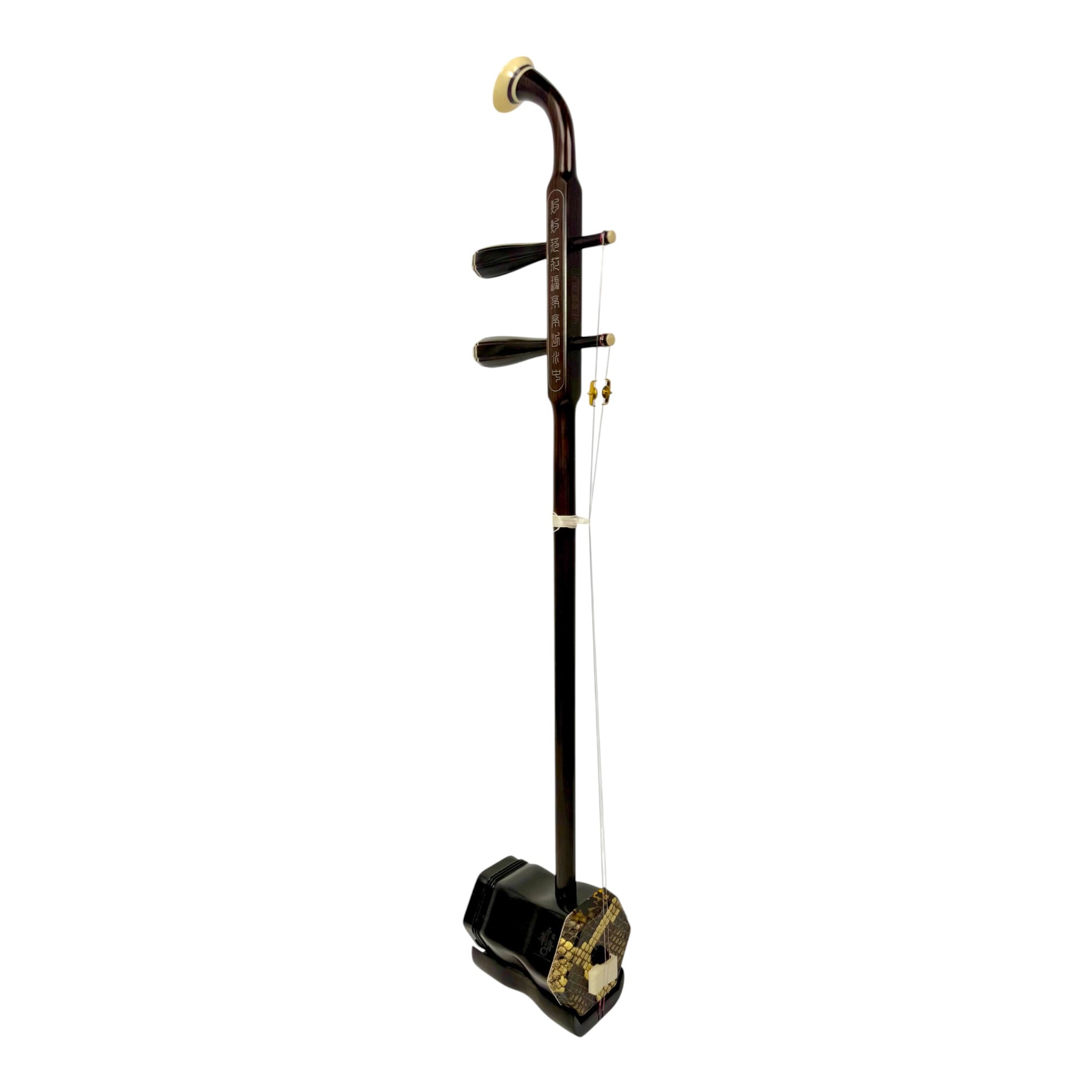 Hua Yin 华音 HY132S “Sacred Lotus” Ebony Erhu with Silver Inlay - Premium Travel Hard Case - Professional Series