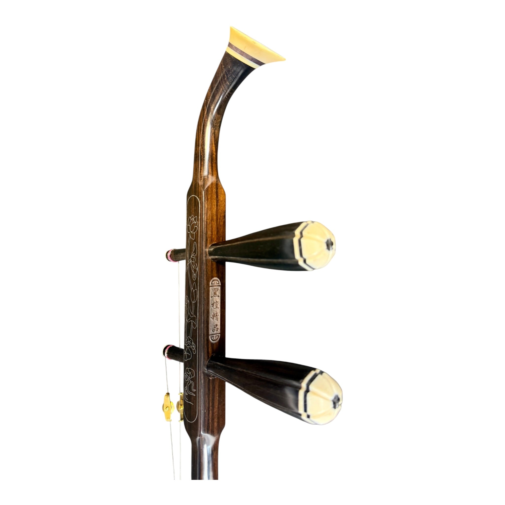 Hua Yin 华音 HY132S “Sacred Lotus” Ebony Erhu with Silver Inlay - Premium Travel Hard Case - Professional Series