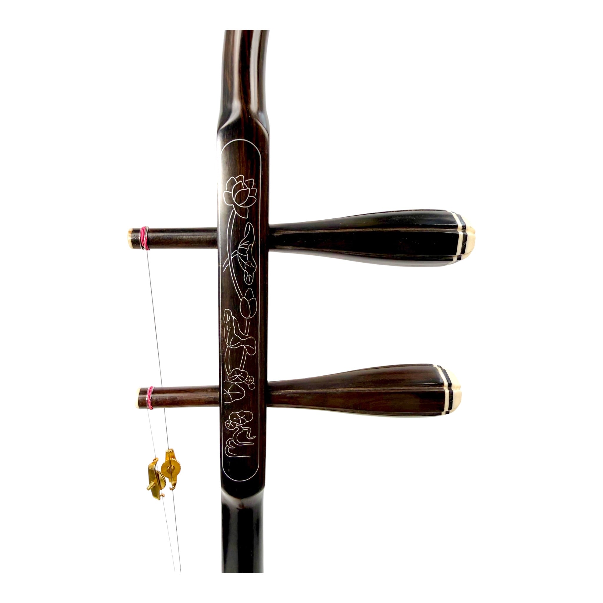 Hua Yin 华音 HY132S “Sacred Lotus” Ebony Erhu with Silver Inlay - Premium Travel Hard Case - Professional Series