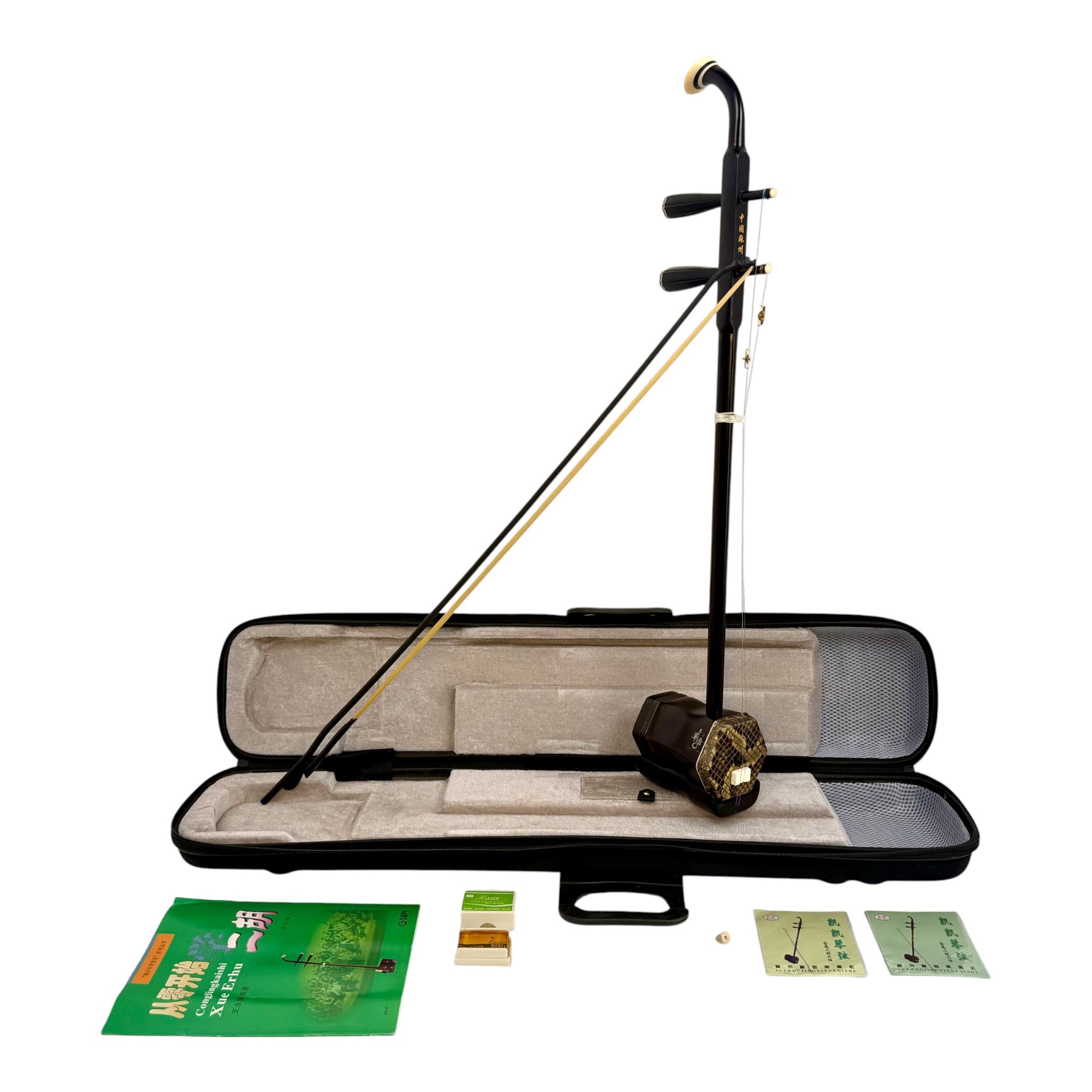 Hua Yin HY832 Rosewood-Style Erhu with Dark Coffee Finish - Hard Shell Case - Student Series