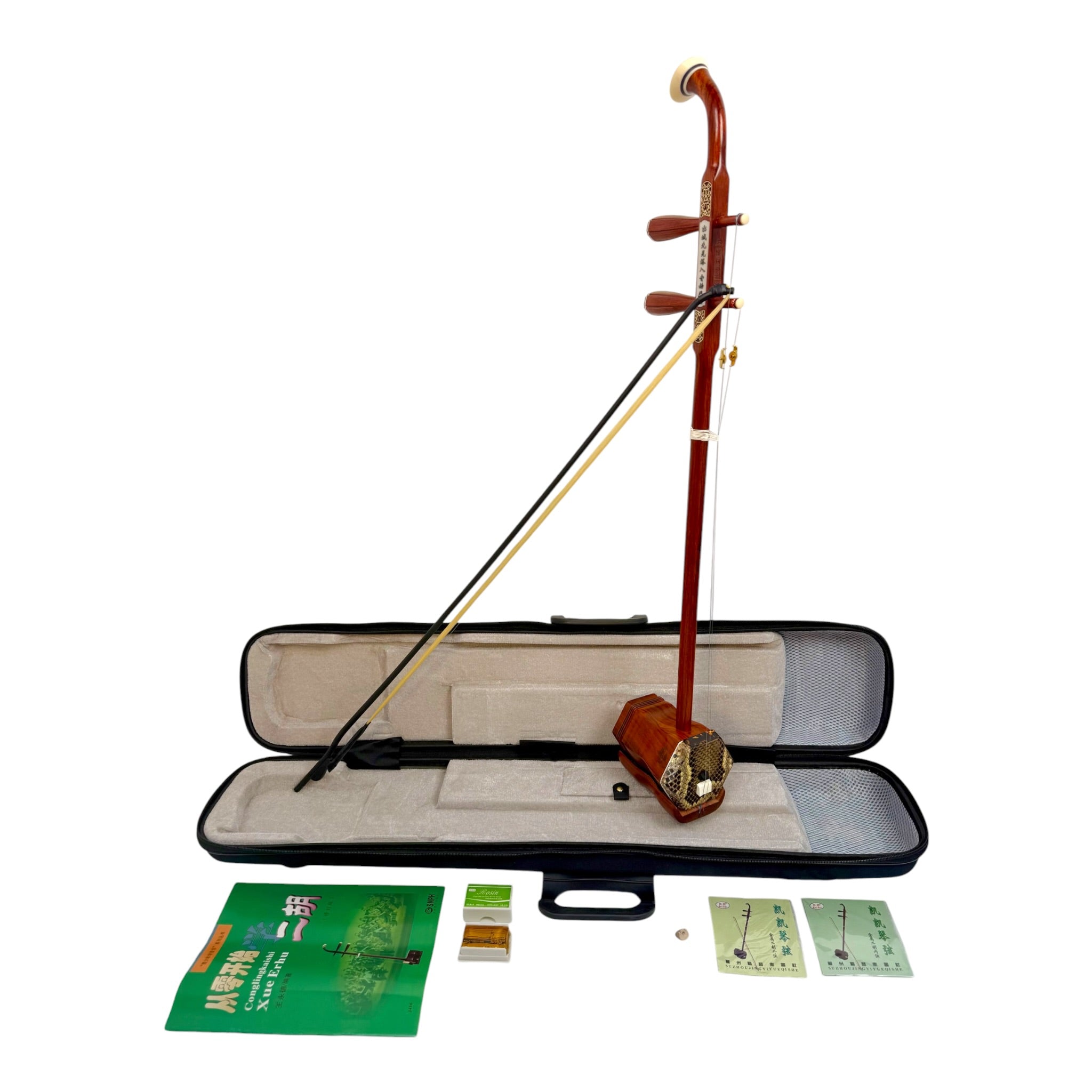 Hua Yin HYT822 African Rosewood Erhu with Carved Bone Inlays - Student Series