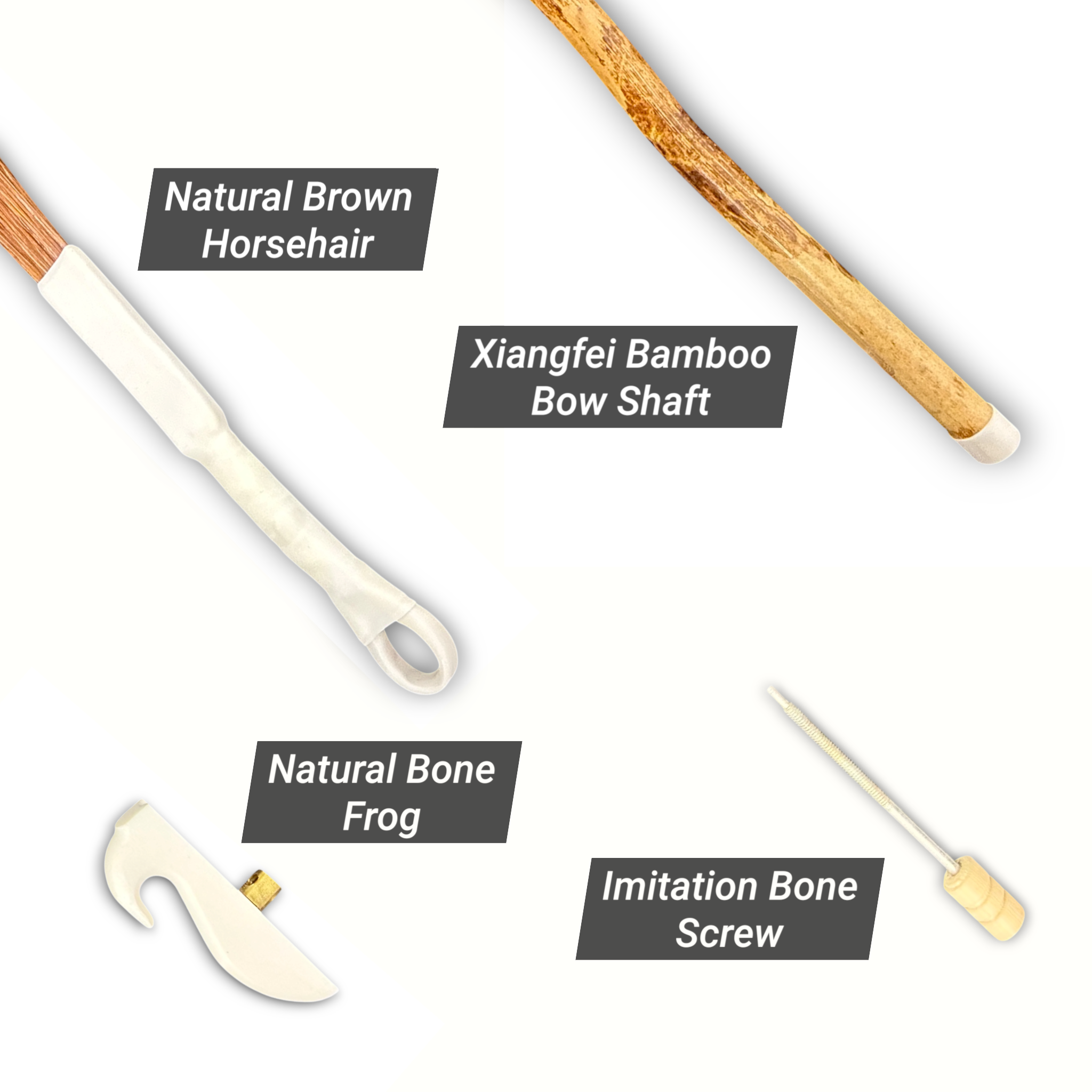 Hua Yin SSB060 Premium Xiangfei Bamboo Brown Horsehair Erhu Bow