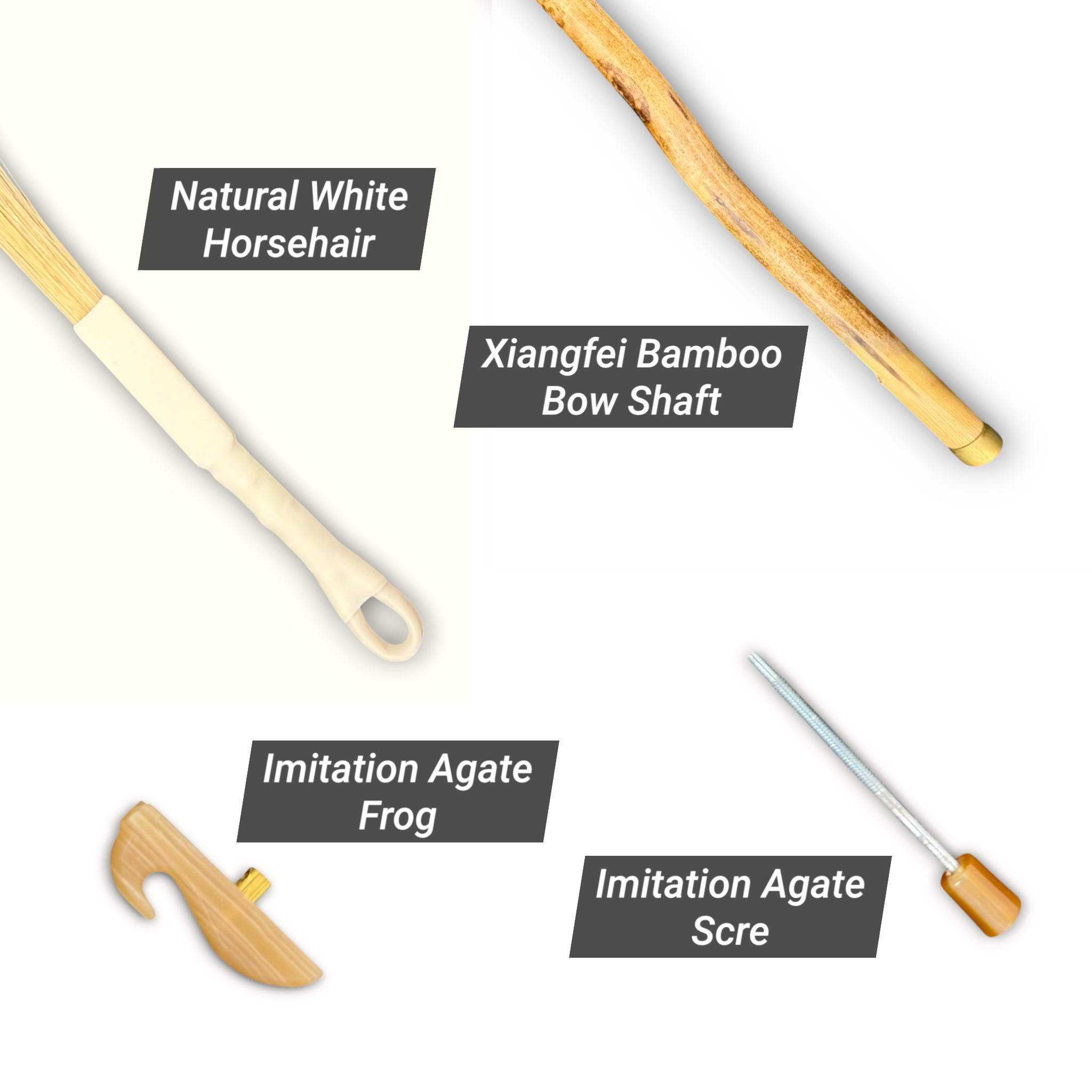 Hua Yin SSB160 Premium Xiangfei Bamboo White Horsehair Erhu Bow