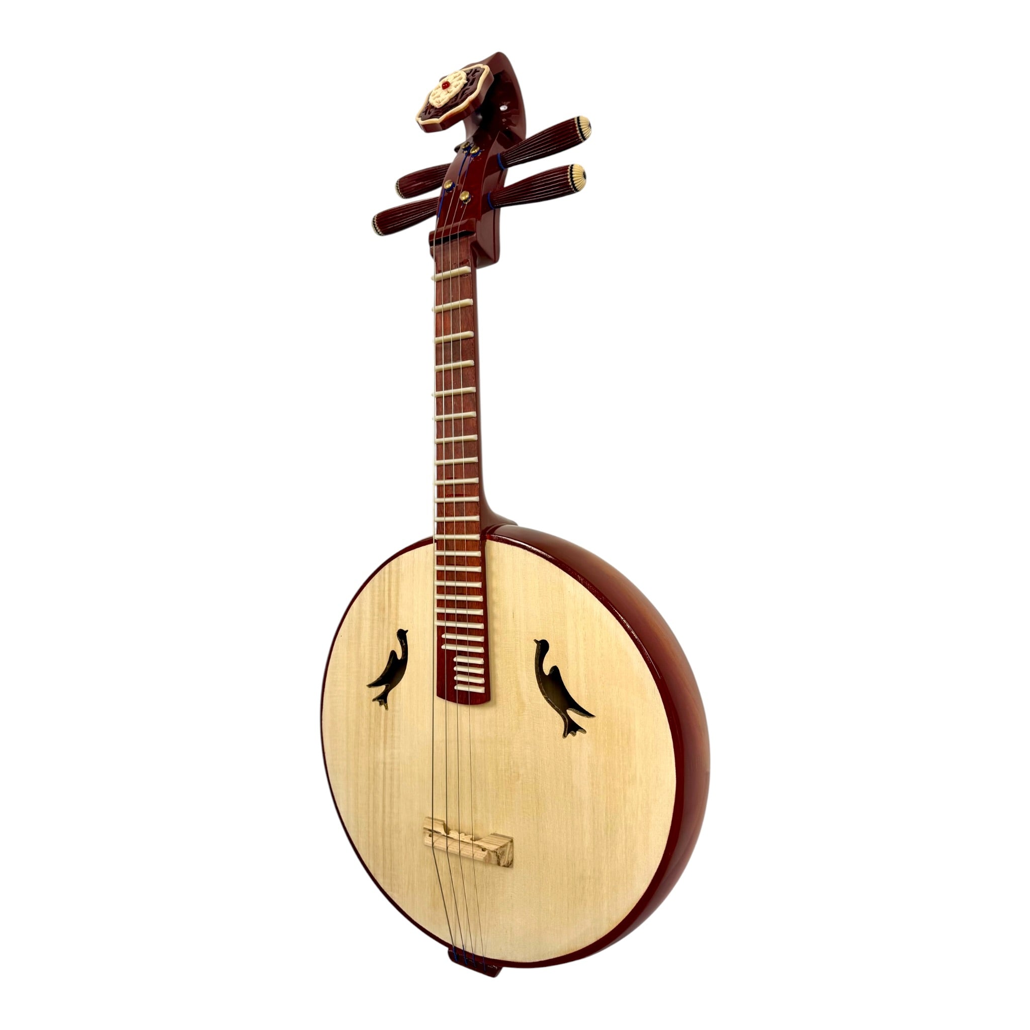 Hua Yin ZR300 Hardwood Zhongruan Chinese Moon Guitar - Traditional 4-String Tenor Ruan for Beginners & Education