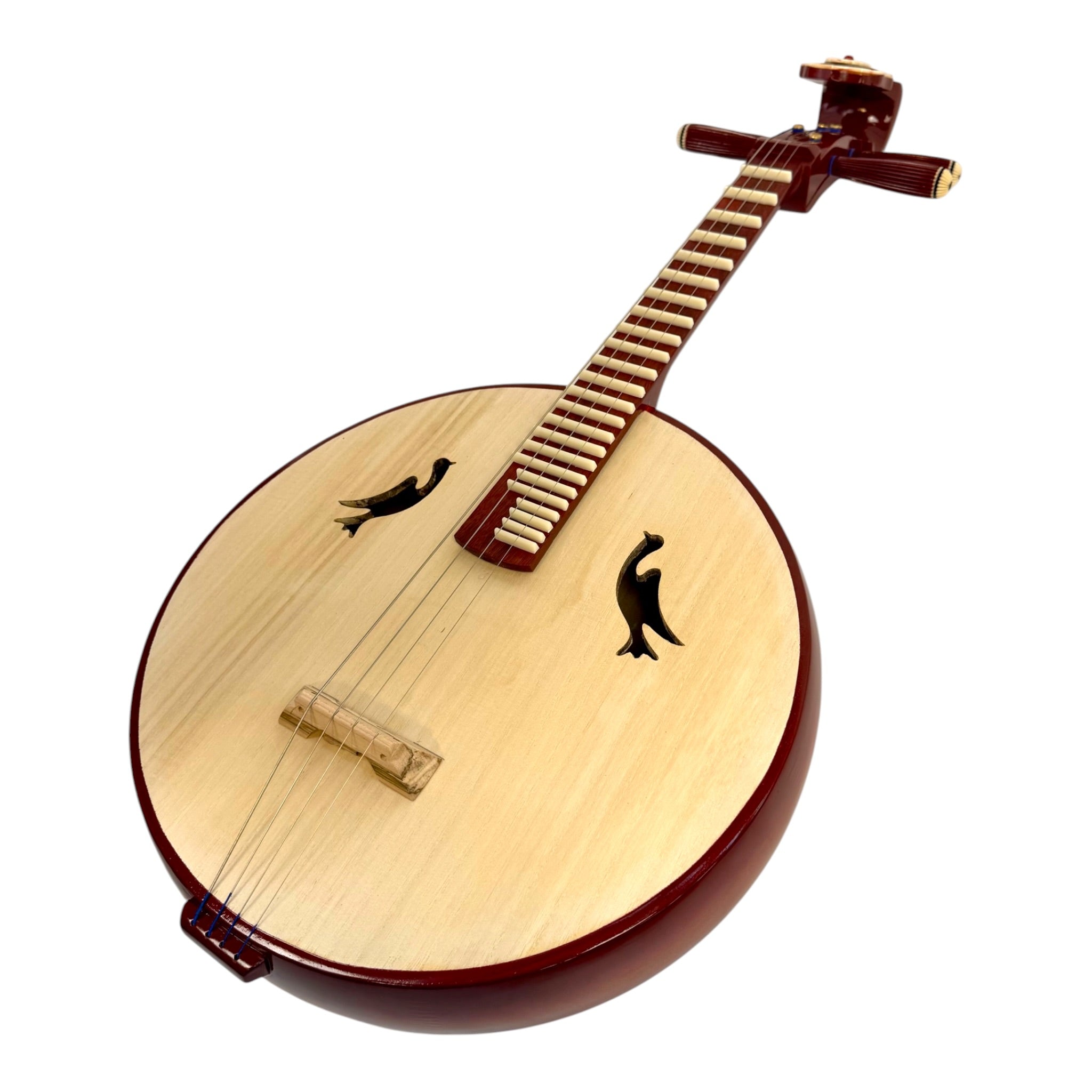 Hua Yin ZR300 Hardwood Zhongruan Chinese Moon Guitar - Traditional 4-String Tenor Ruan for Beginners & Education