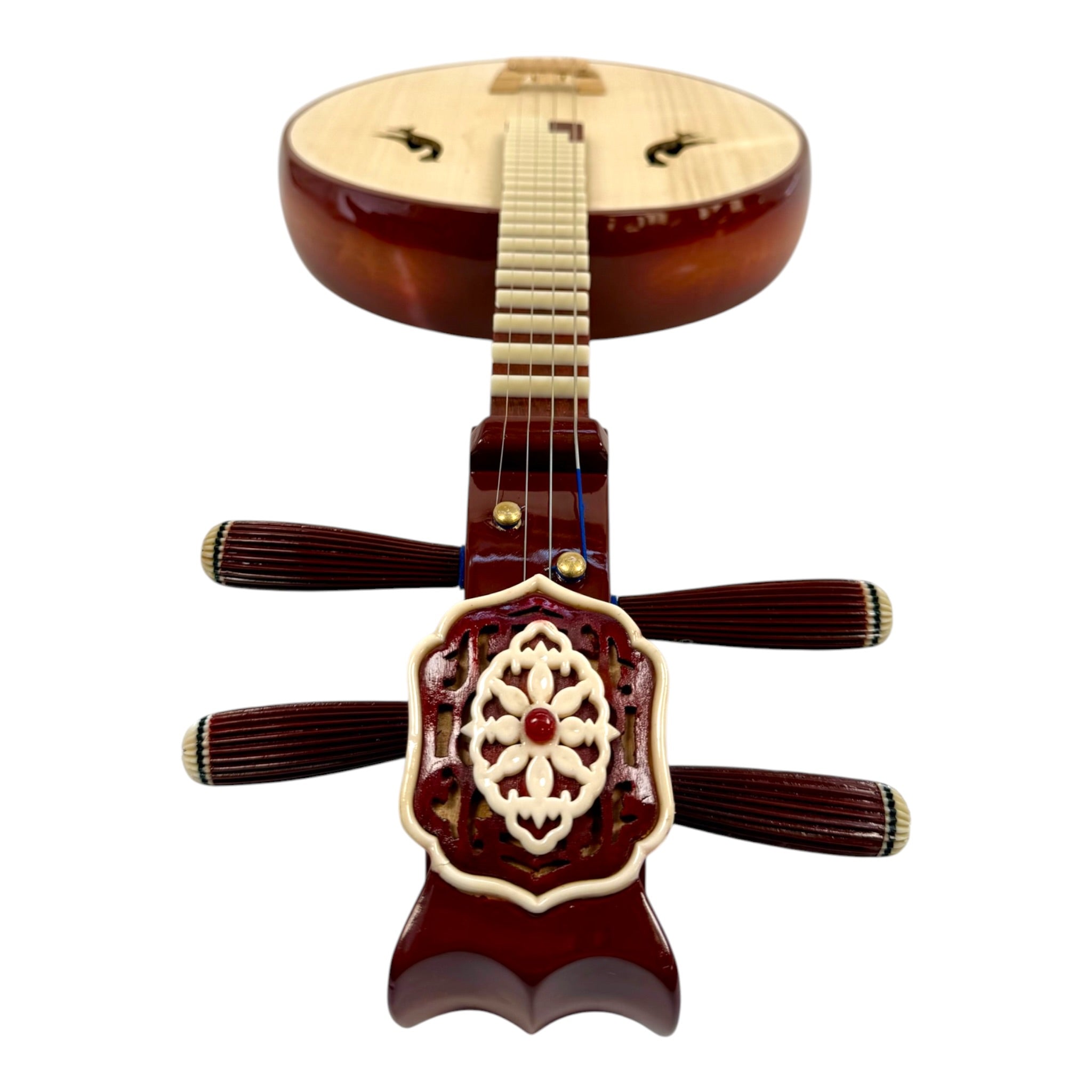 Hua Yin ZR300 Hardwood Zhongruan Chinese Moon Guitar - Traditional 4-String Tenor Ruan for Beginners & Education