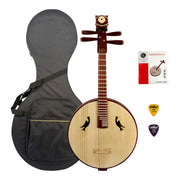 Hua Yin ZR300 Hardwood Zhongruan Chinese Moon Guitar - Traditional 4-String Tenor Ruan for Beginners & Education