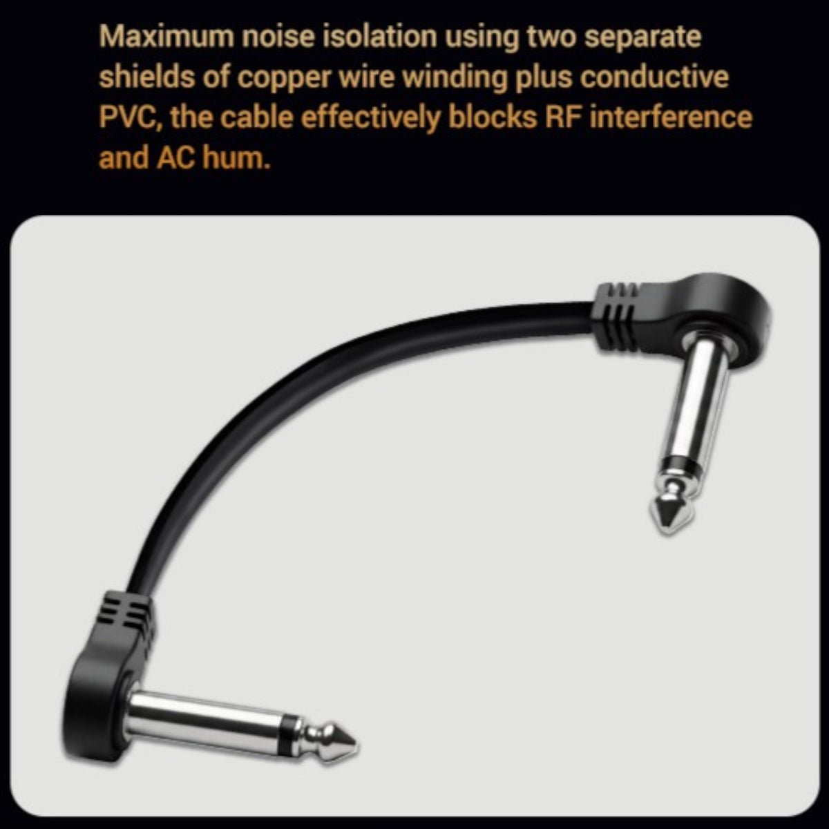 (PREORDER : EST. LATE SEPT 2026) Joyo CM29 Flat Profile OFC Pedal Patch Cable in Black - 5 Pack