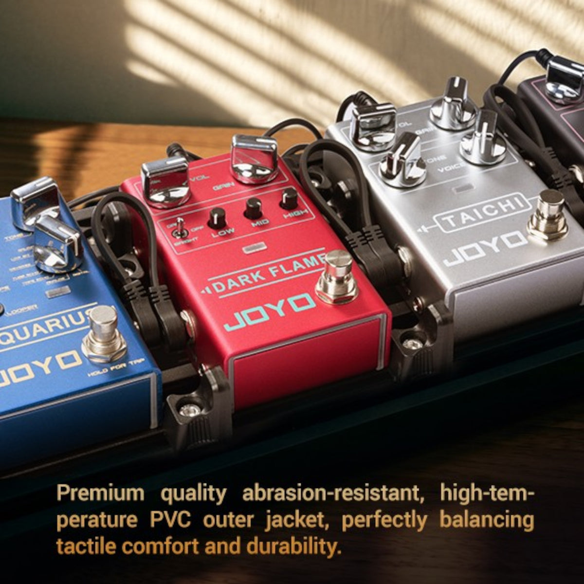 (PREORDER : EST. LATE SEPT 2026) Joyo CM29 Flat Profile OFC Pedal Patch Cable in Black - 5 Pack