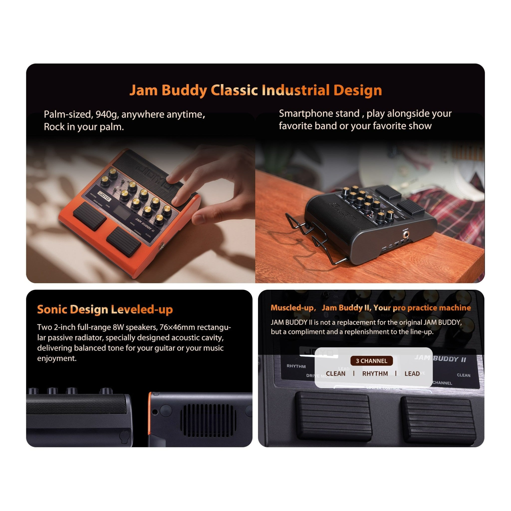 Joyo Jam Buddy II Portable Multi-Effect Modelling Guitar Amplifier with Bluetooth & Looper
