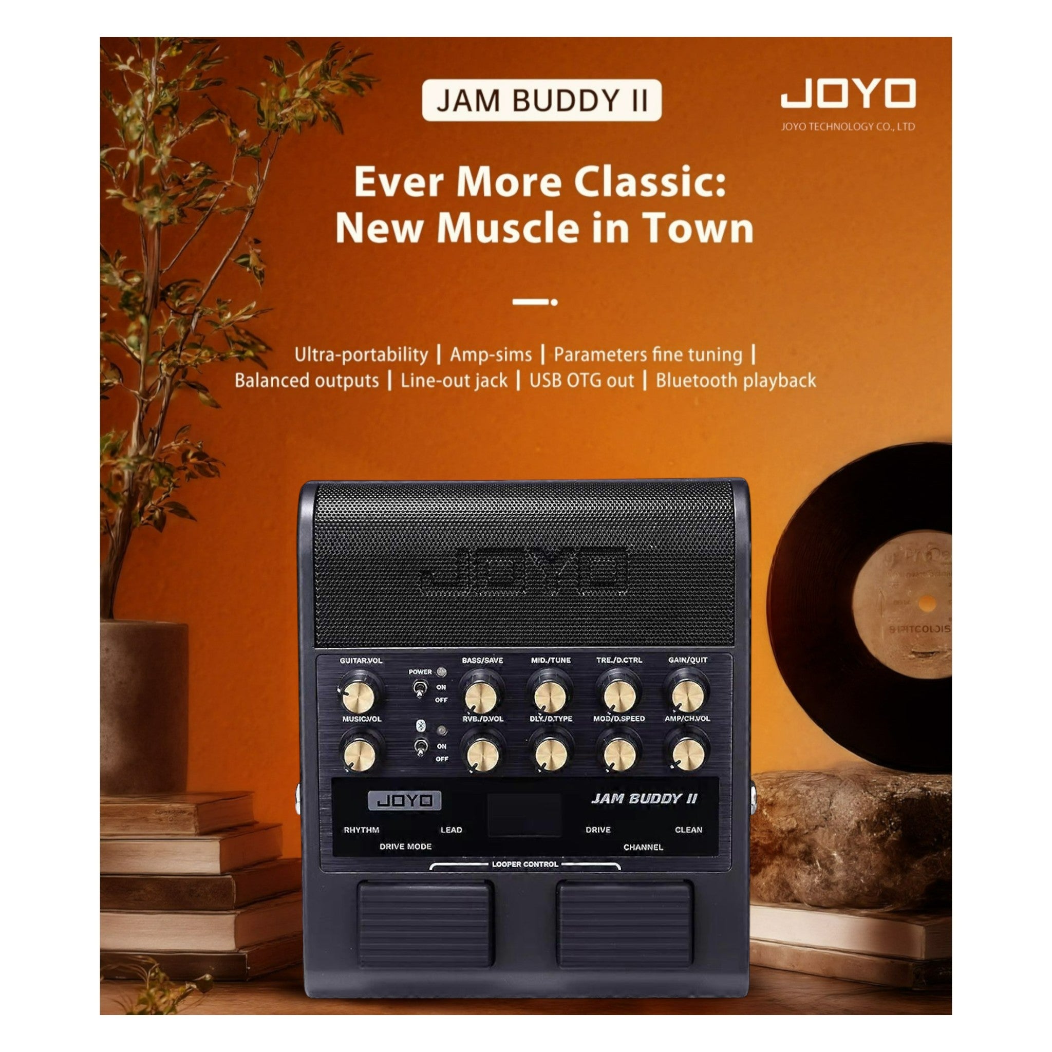Joyo Jam Buddy II Portable Multi-Effect Modelling Guitar Amplifier with Bluetooth & Looper