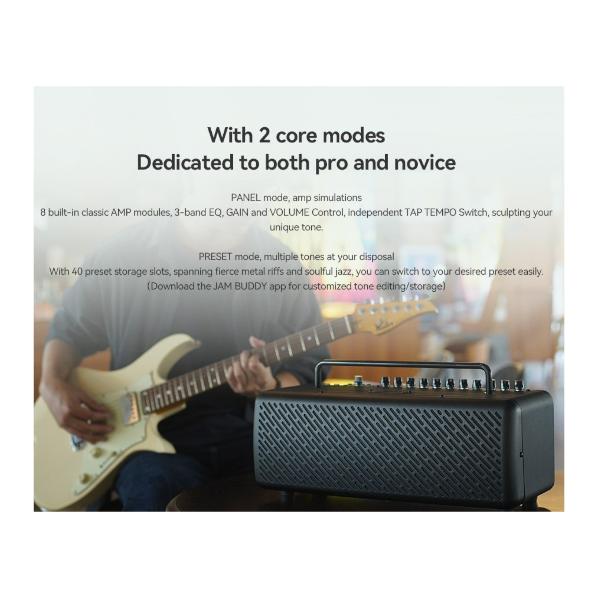 Joyo JAM BUDDY III Smart Rechargable 3-in-1 Multi-Effect Modelling Combo Guitar Stereo Amplifier w/ Bluetooth Playback & USB OTG