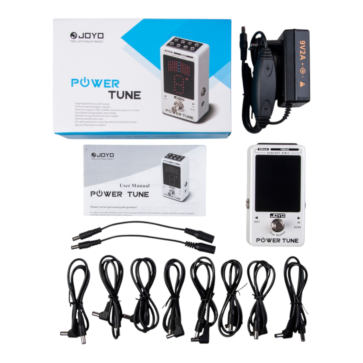 Joyo JF18R "Power Tune" Low-Noise Isolated DC 9V Power Supply & Chromatic Tuner Pedal
