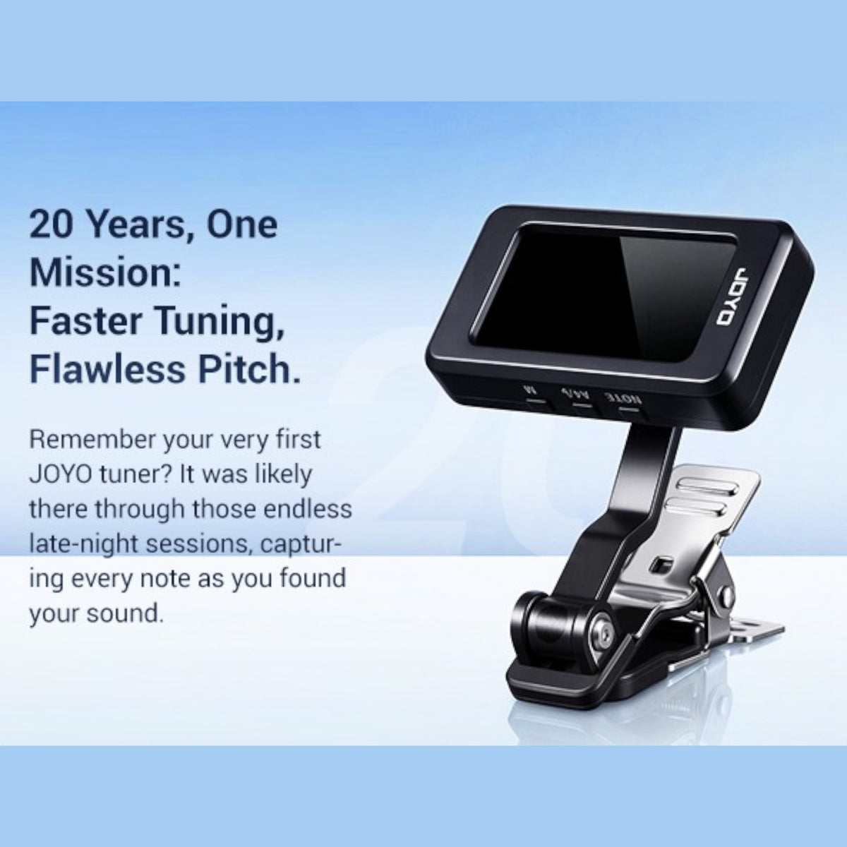 (PREORDER : EST. LATE SEPT 2026) Joyo JT480 Rechargable Professional Clip-On Extended Range Chromatic Tuner w/ Full-Colour LCD Display