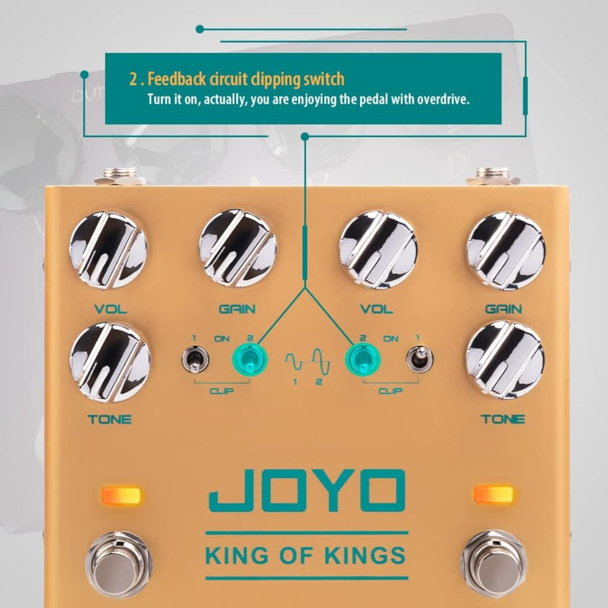 (PREORDER : EST LATE SEPT 2026) Joyo R20 "King of Kings" Dual Channel Vintage-Style Overdrive Effects Pedal w/ Diode Clipping