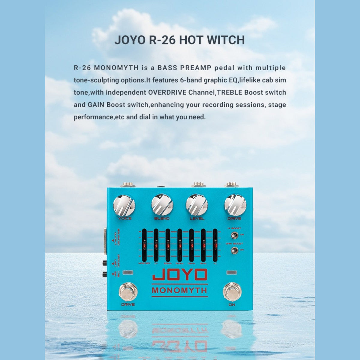 (PREORDER : EST LATE SEPT 2026) Joyo R26 "Monomyth" Dual Channel 6-Band EQ Bass Preamp & DI Pedal w/ Overdrive