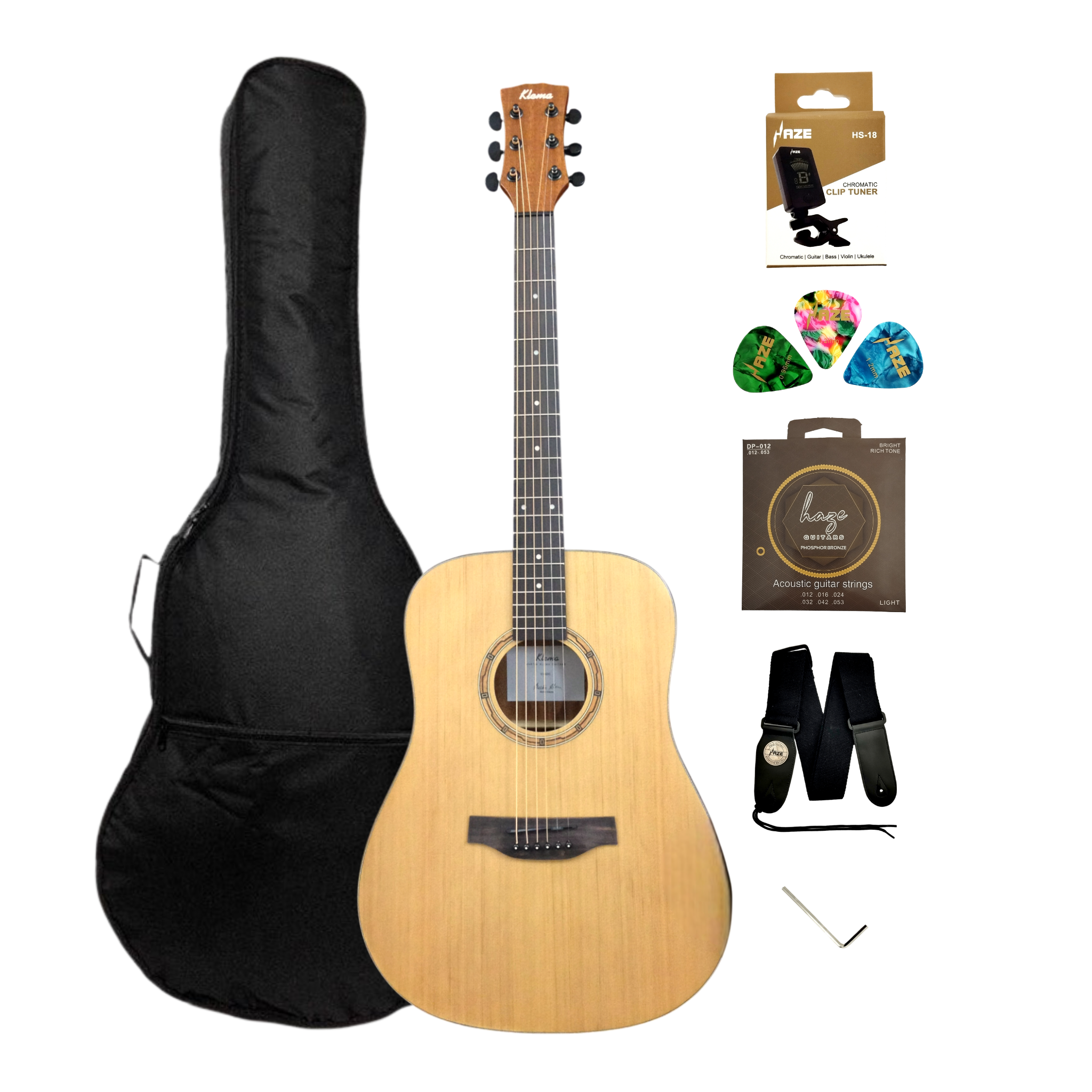 Klema K100DC Solid Canadian Cedar Top Mahogany Body Dreadnought Cutaway Acoustic Guitar - Natural