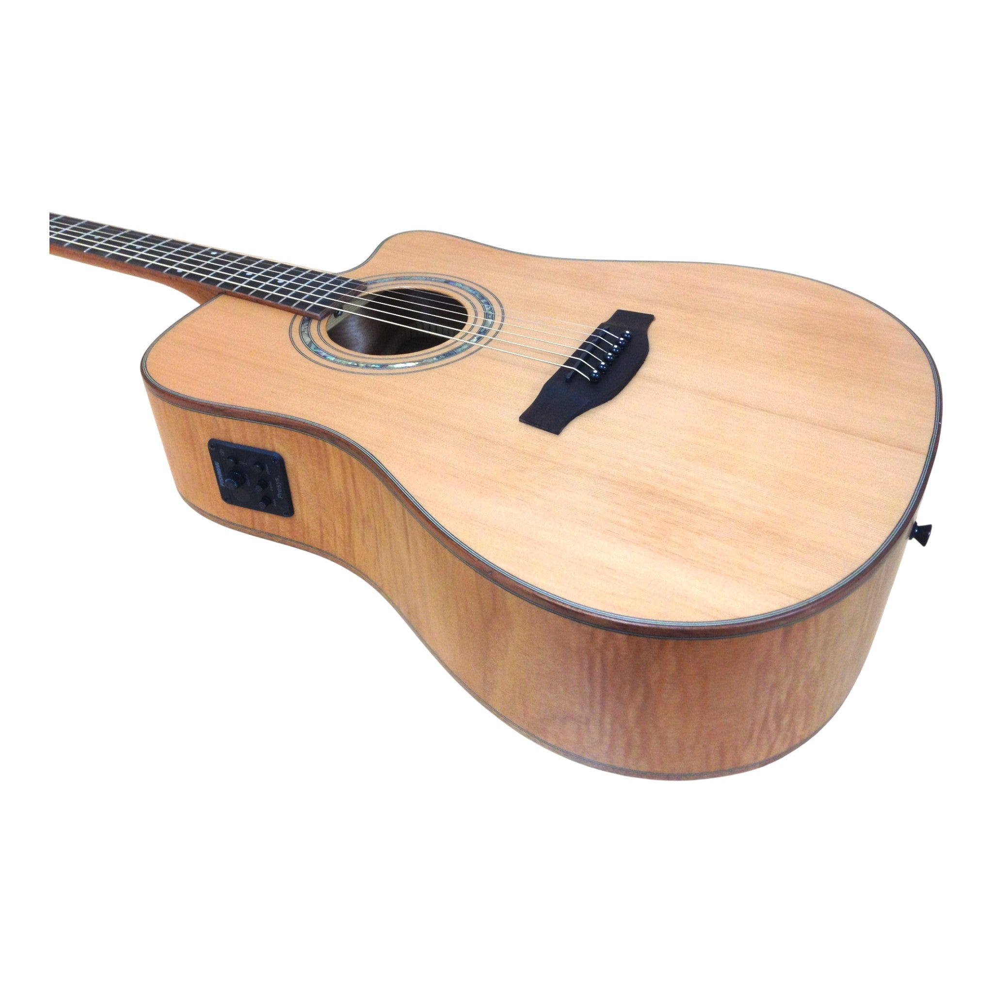 Klema K200DCCE Solid Canadian Cedar Top Flamed Maple Body Dreadnought Cutaway Acoustic Guitar - Natural