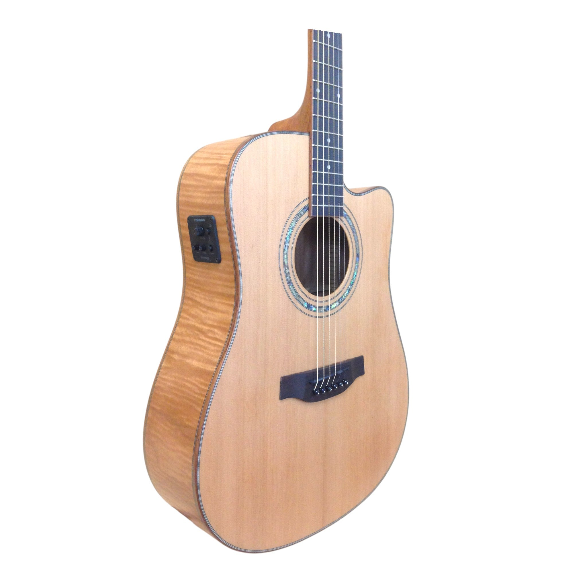 Klema K200DCCE Solid Canadian Cedar Top Flamed Maple Body Dreadnought Cutaway Acoustic Guitar - Natural