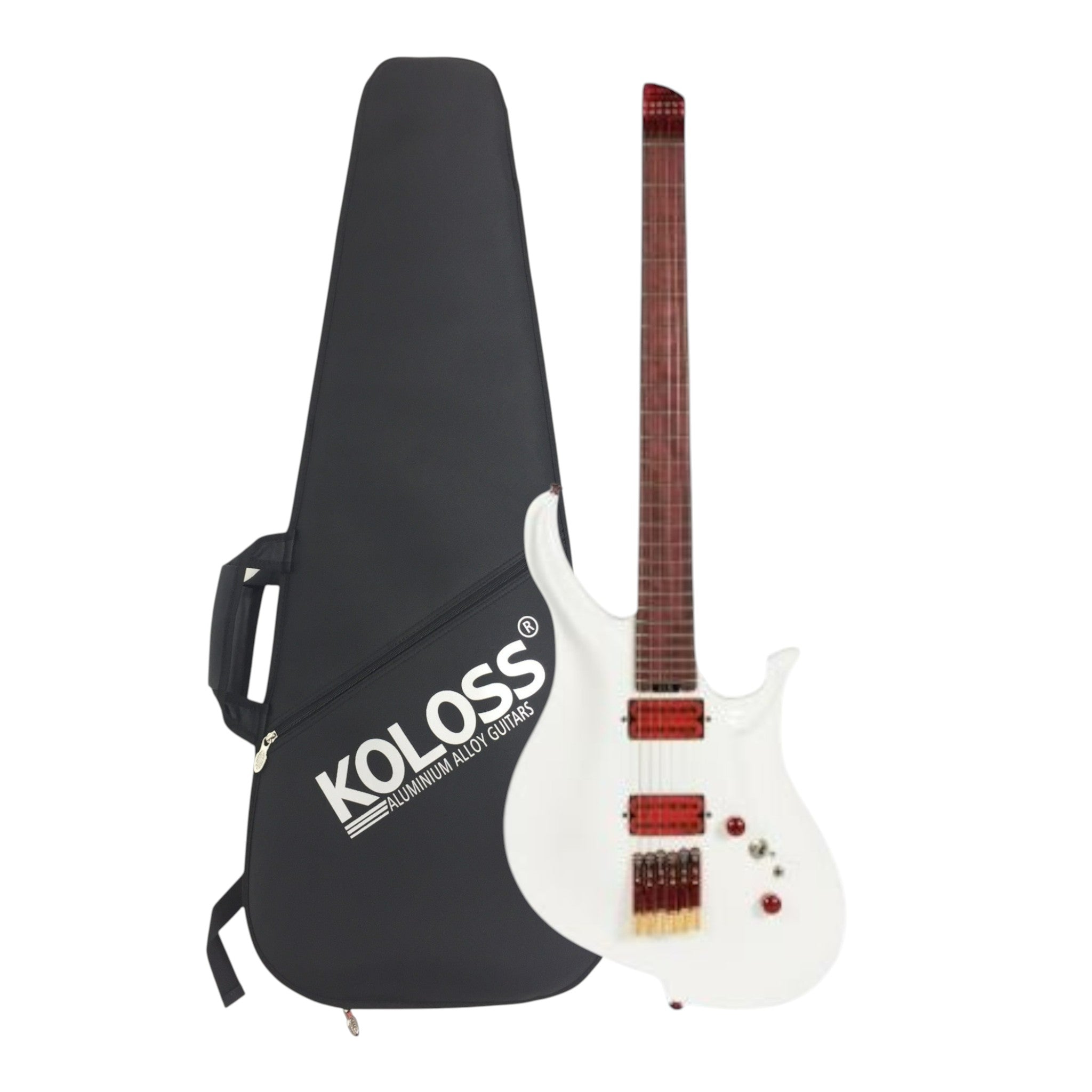 Koloss GTEMOFWH White Headless Aluminum Body Electric Guitar