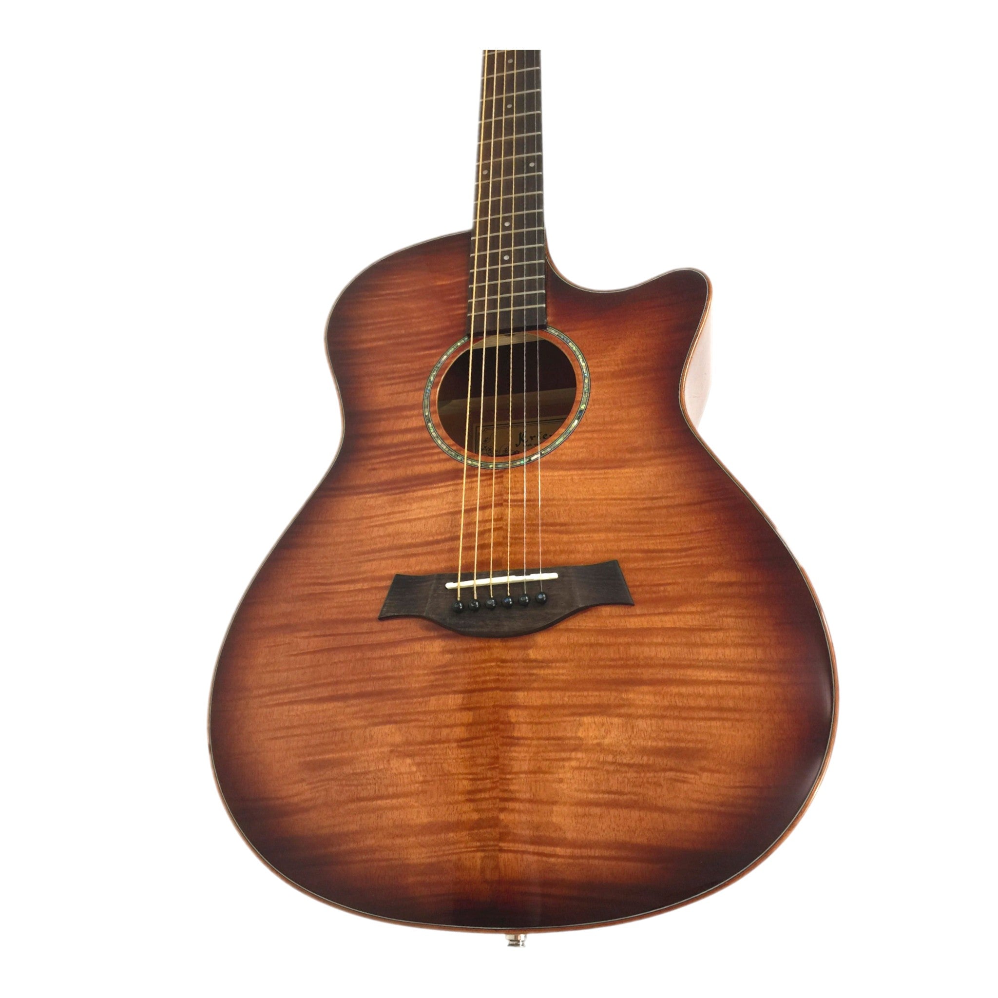 Kriens KA430CSB Flame Maple Top Built-In Fishman Pickup/Tuner OM Cutaway Acoustic Guitar - Natural