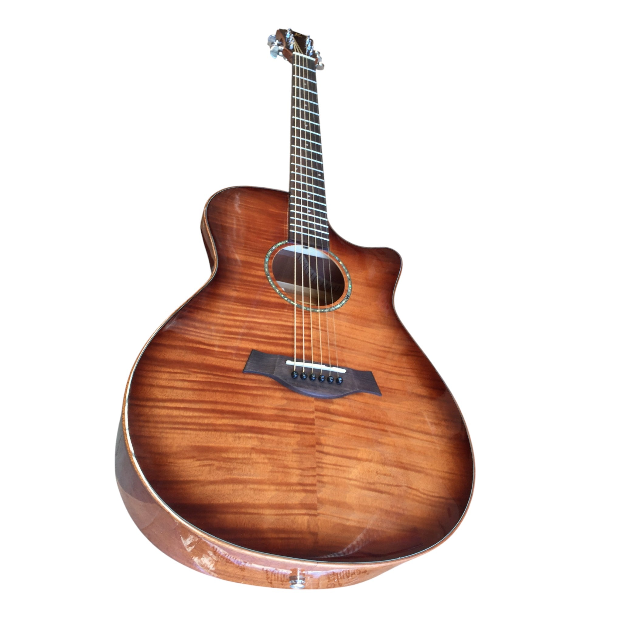 Kriens KA430CSB Flame Maple Top Built-In Fishman Pickup/Tuner OM Cutaway Acoustic Guitar - Natural