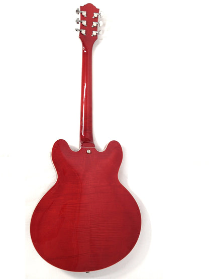 Haze Semi-Hollow 335-Style Flame Maple HES Electric Guitar - Red SEG272CRLH