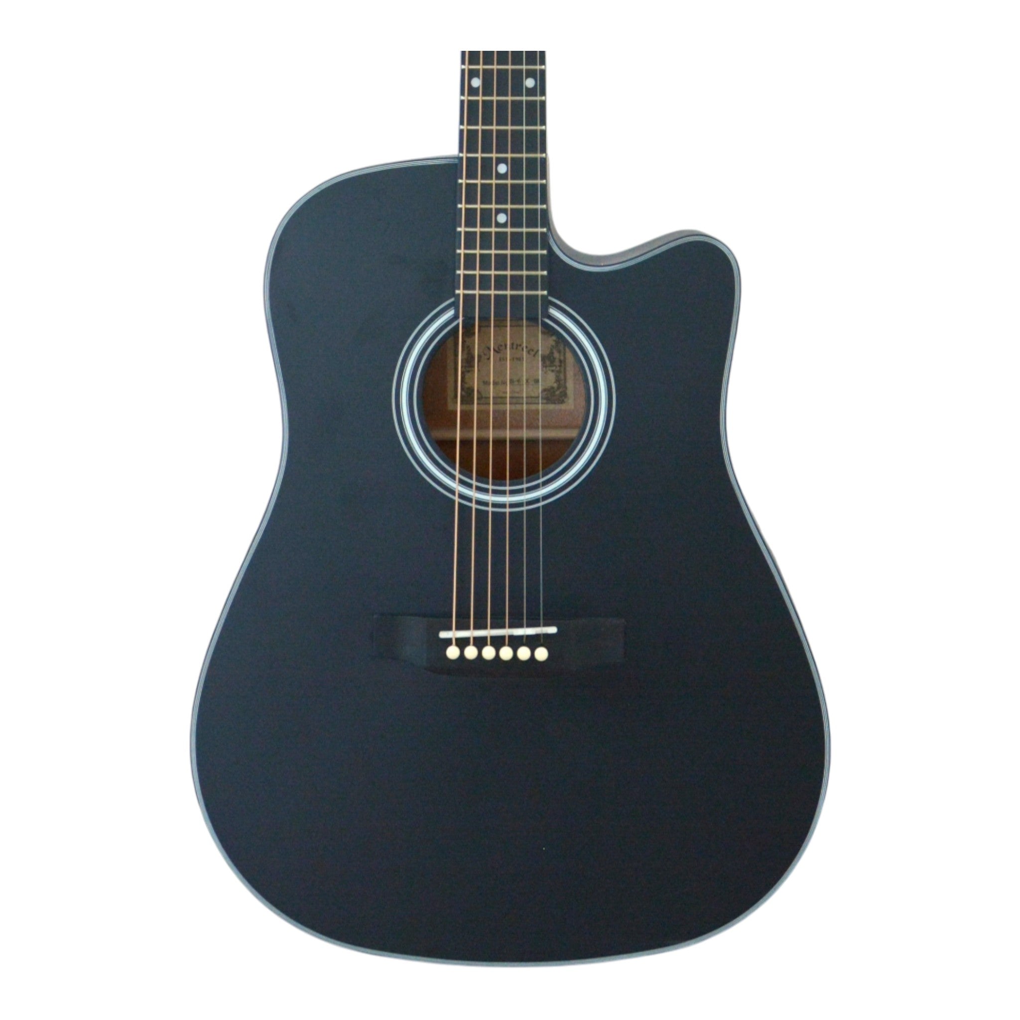 Mentreel HB6DCBK 41" Spruce Top Dreadnought Cutaway Acoustic Guitar - Black Matte