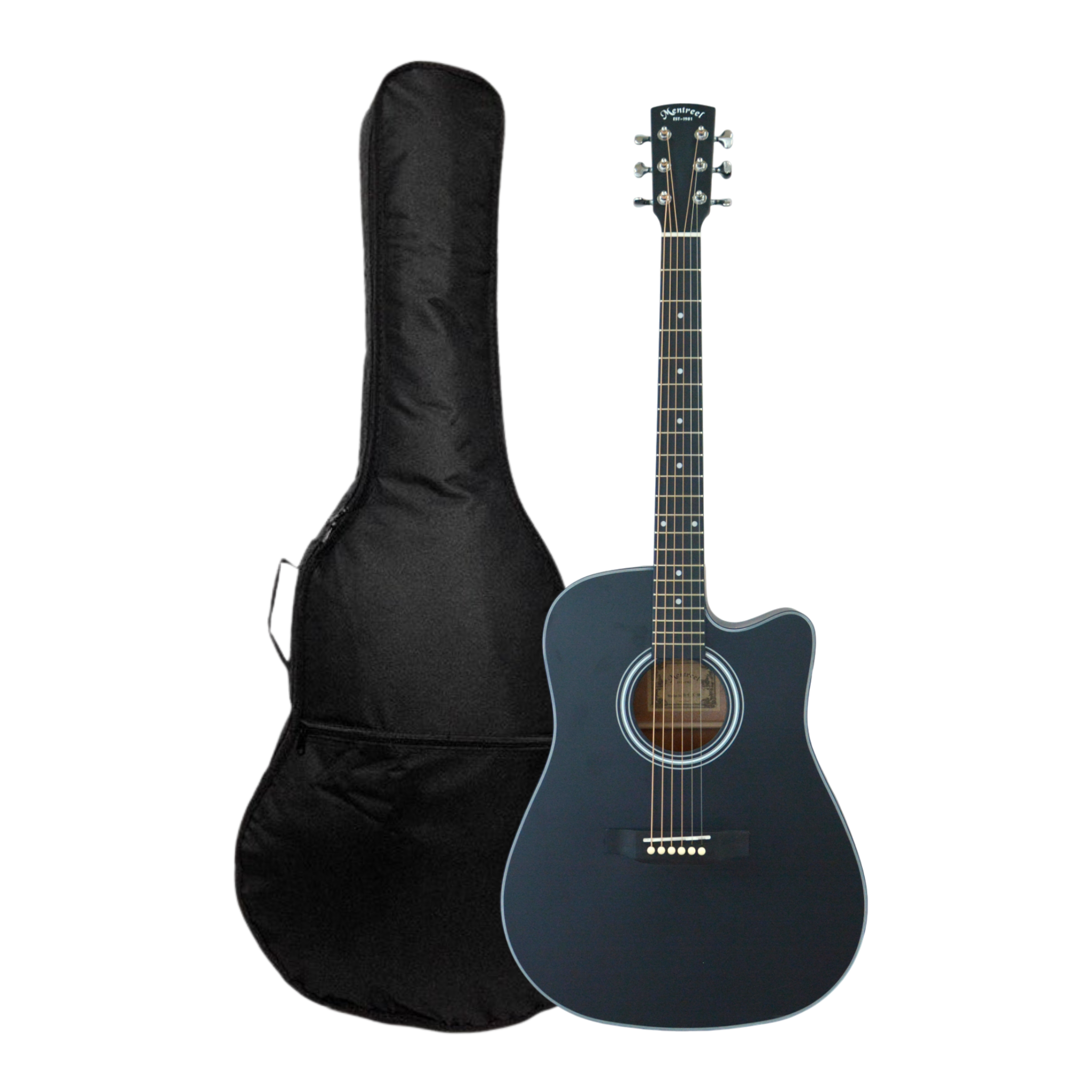 Mentreel HB6DCBK 41" Spruce Top Dreadnought Cutaway Acoustic Guitar - Black Matte
