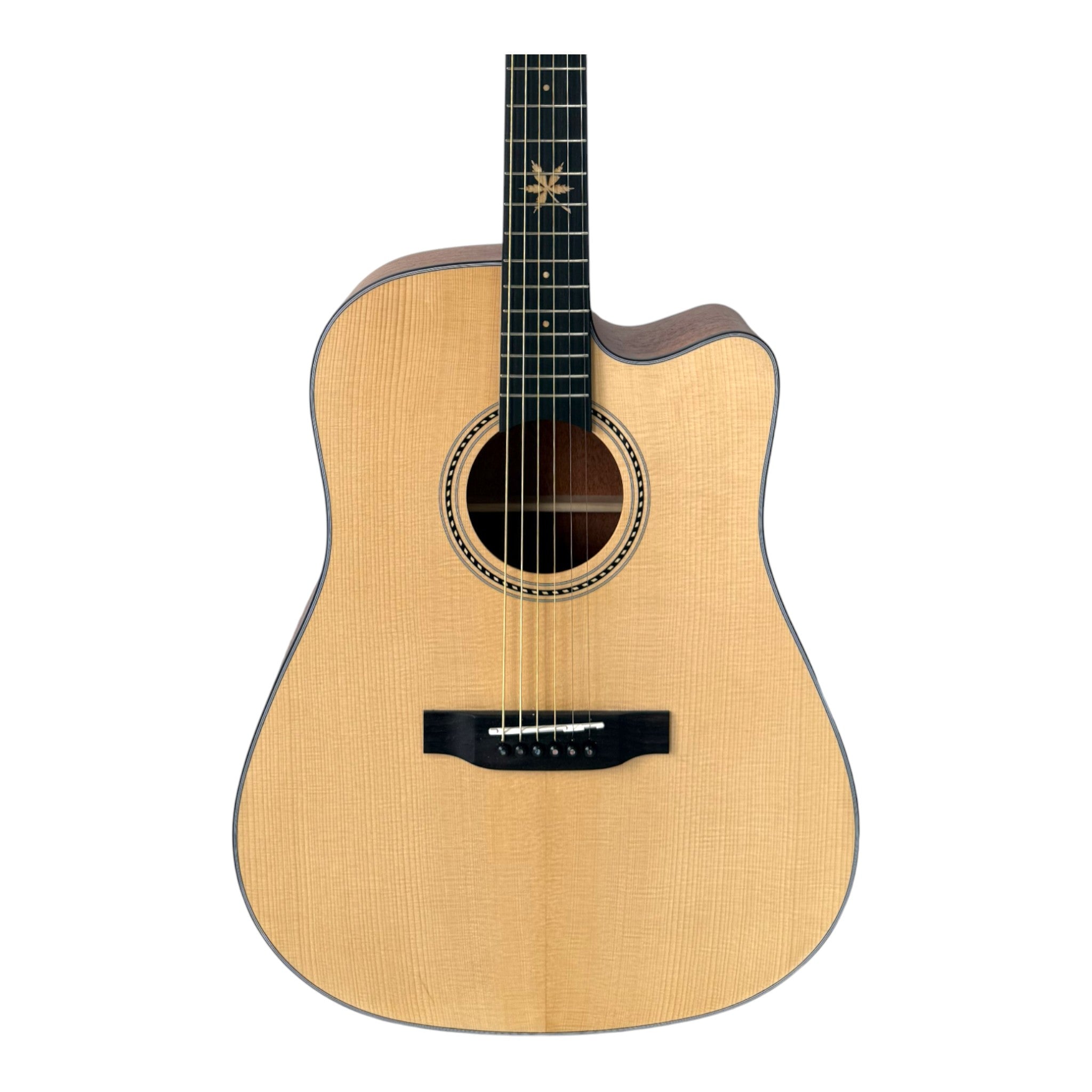 Mentreel HB8DC 41" Sitka Spruce Top Dreadnought Cutaway Acoustic Guitar - Leaf Inlay - Natural Matte