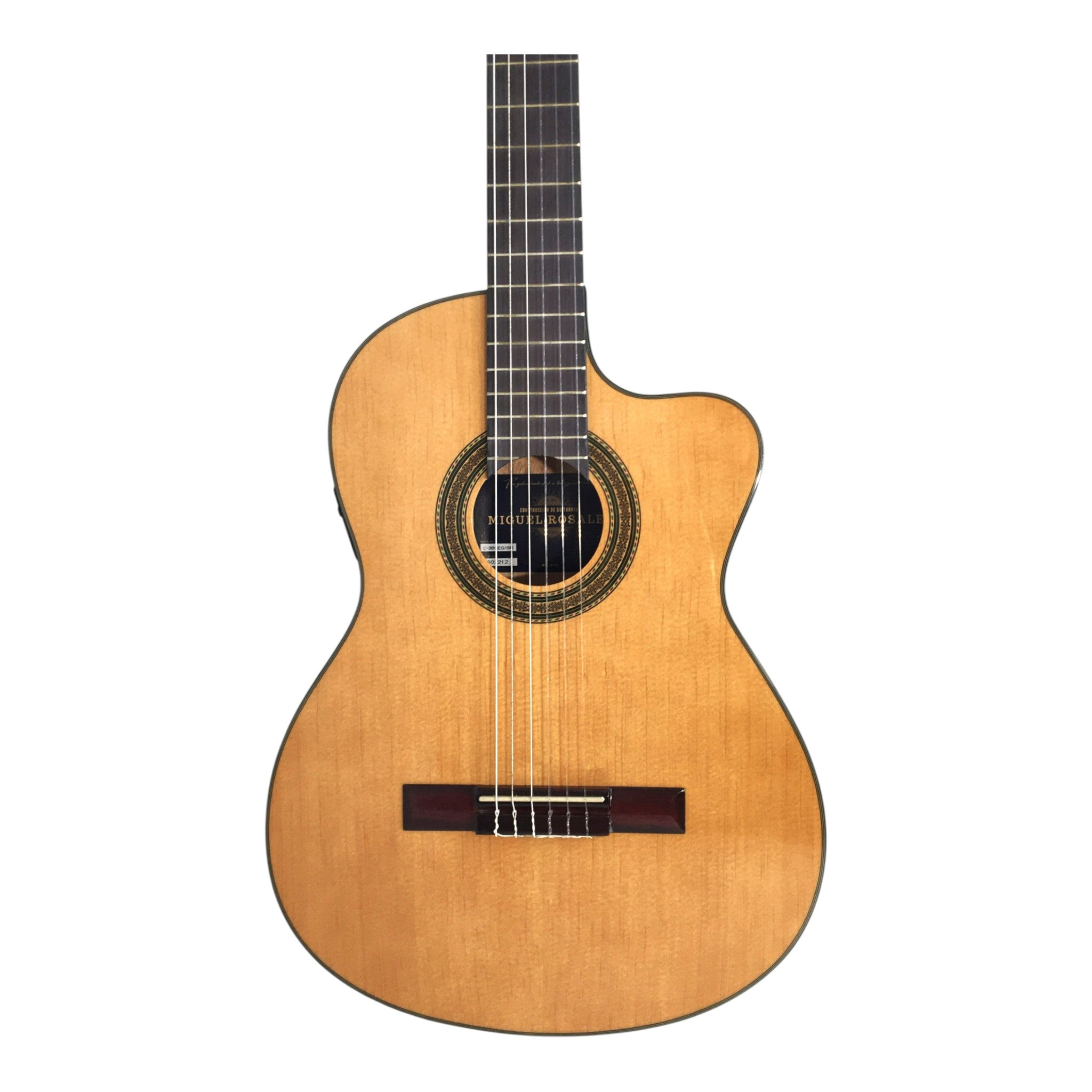 Miguel Rosales Solid Spruce Thin-Body Cutaway Built-In Pickup/Tuner Classical Guitar - Natural C3BCEQSM