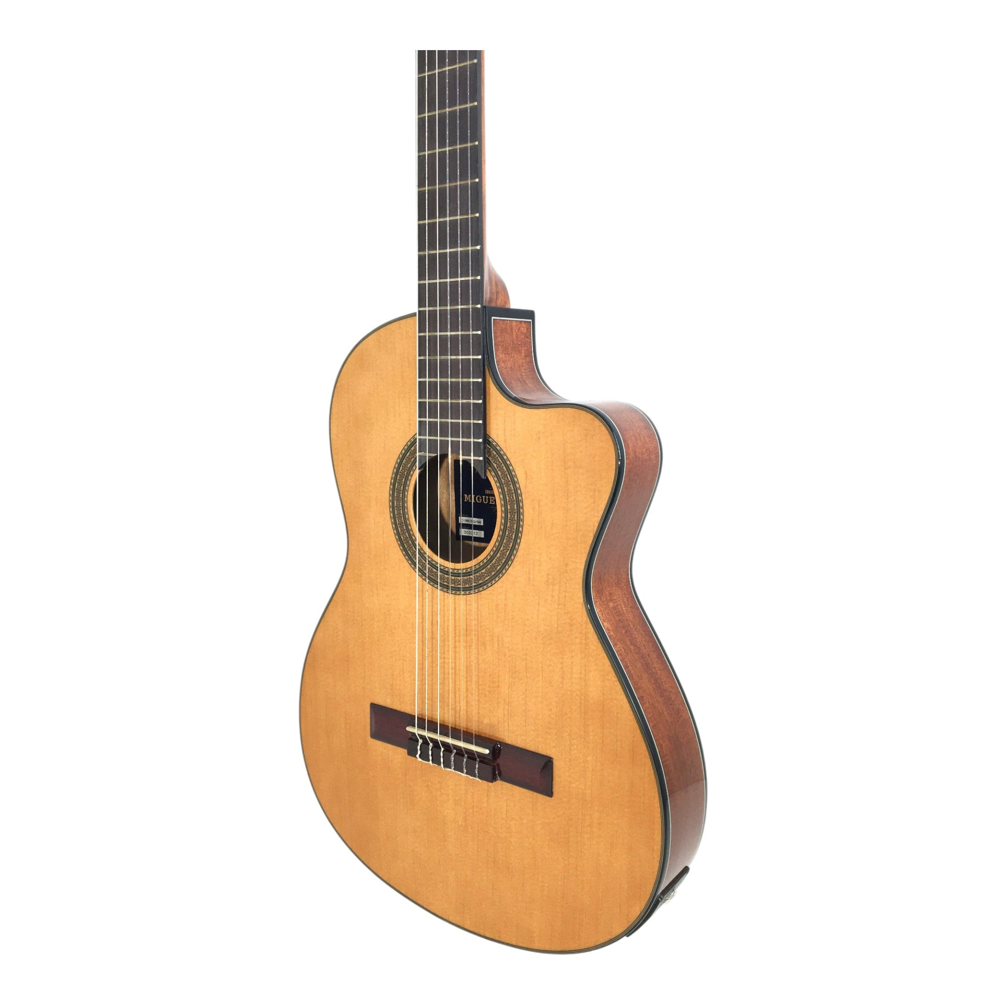 Miguel Rosales Solid Spruce Thin-Body Cutaway Built-In Pickup/Tuner Classical Guitar - Natural C3BCEQSM