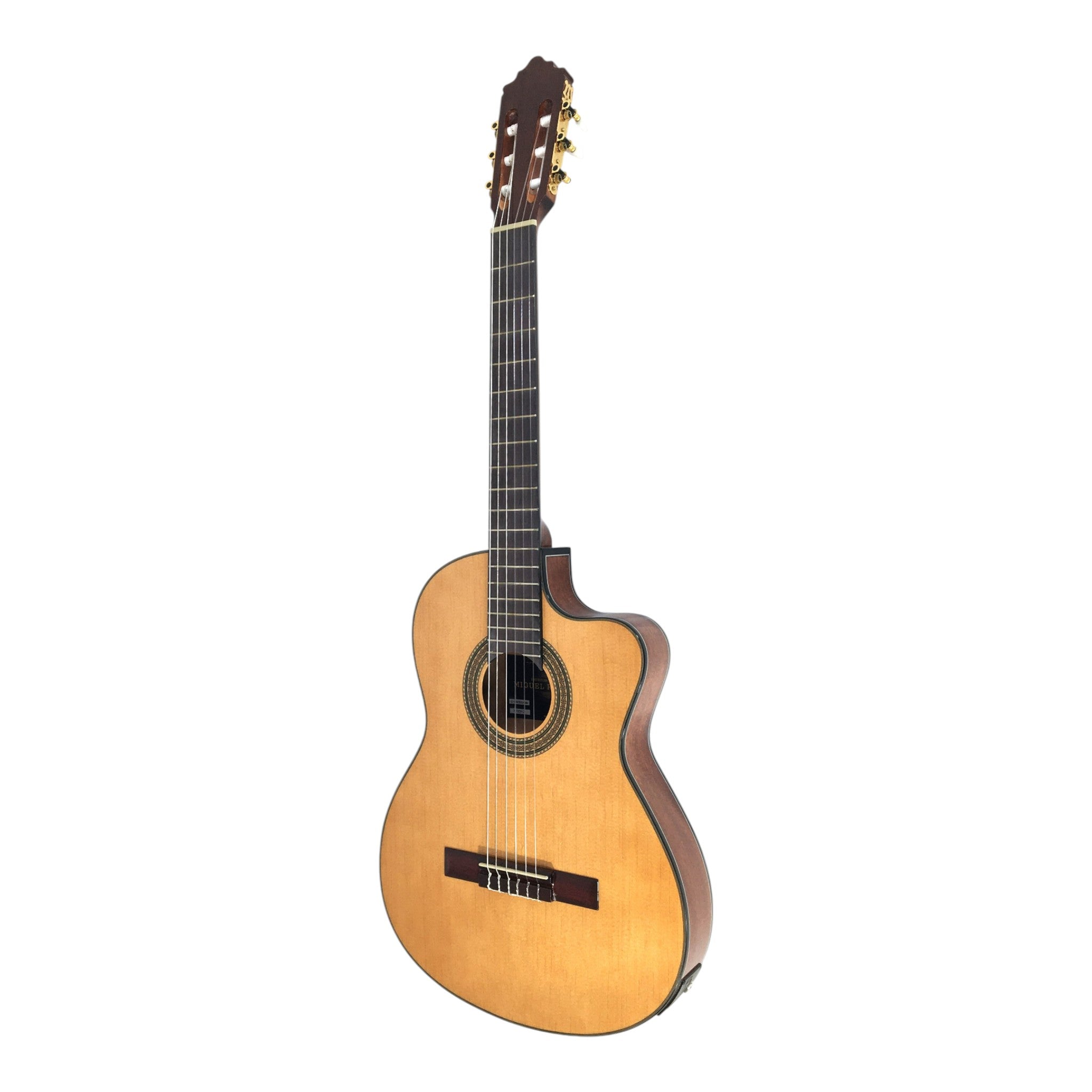 Miguel Rosales Solid Spruce Thin-Body Cutaway Built-In Pickup/Tuner Classical Guitar - Natural C3BCEQSM