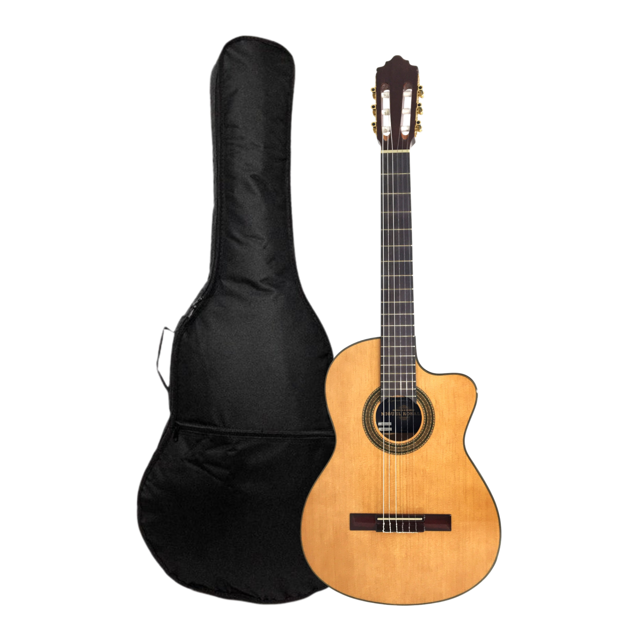 Miguel Rosales Solid Spruce Thin-Body Cutaway Built-In Pickup/Tuner Classical Guitar - Natural C3BCEQSM