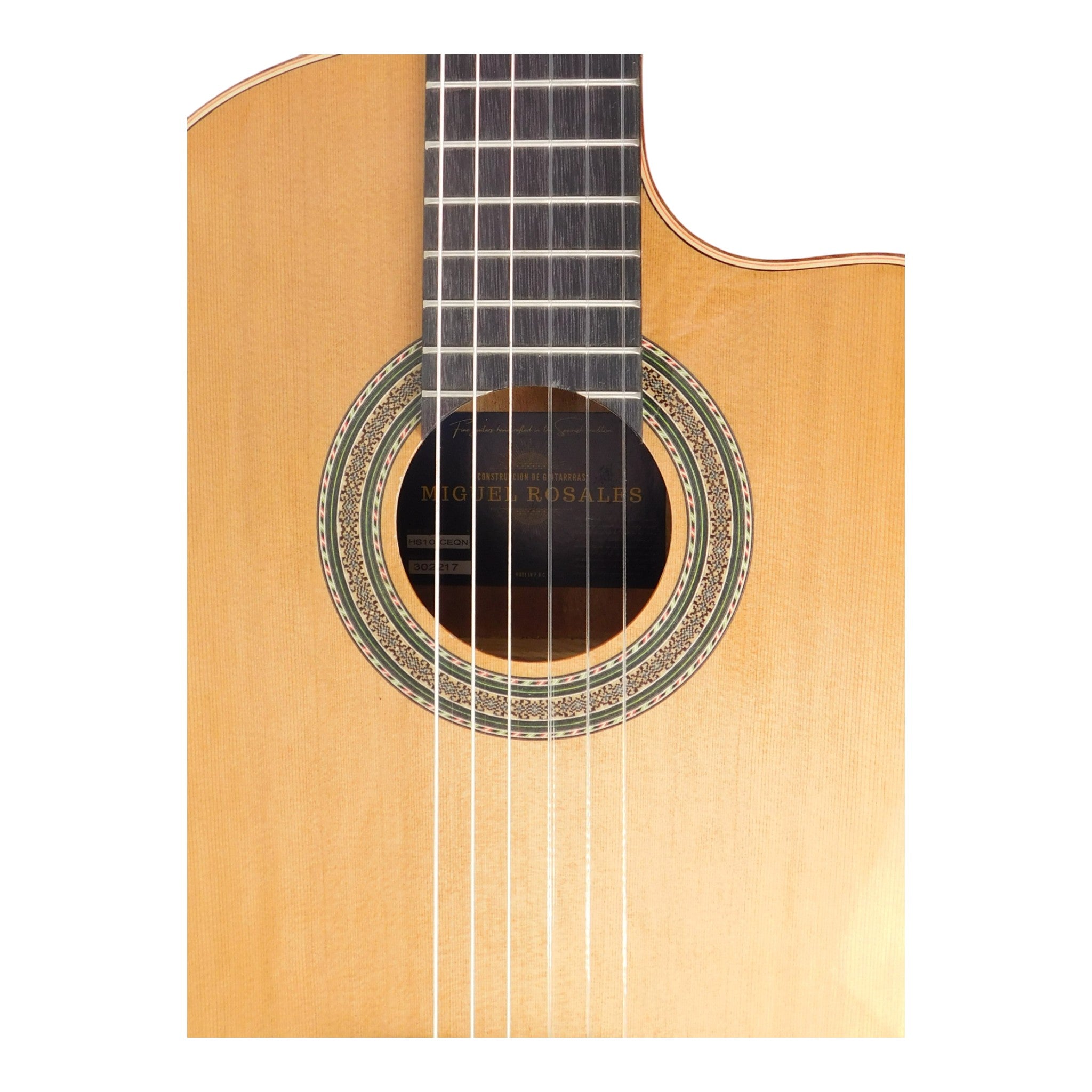 Miguel Rosales Solid Canadian Cedar Cutaway Built-In Belcat Pickup/Tuner Classical Guitar - Natural HS10CEQN