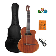 Miguel Rosales Mahogany Oval Soundhole Built-In Pickup/Tuner Classical Guitar - Natural MR04CEQN