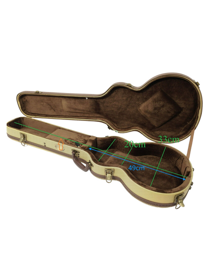 Haze HPAG19050LPY Durable Hard Case for Les Paul Electric Guitar Lockable w/Key, Tweed