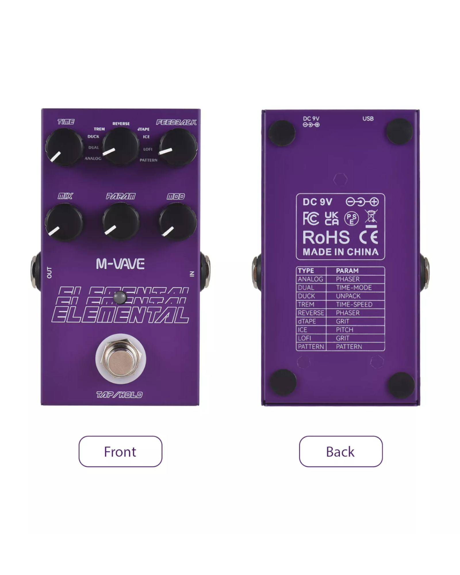 M-Vave Elemental Guitar Delay Effects Pedal / 9 Delay Effects - ELEMENTAL