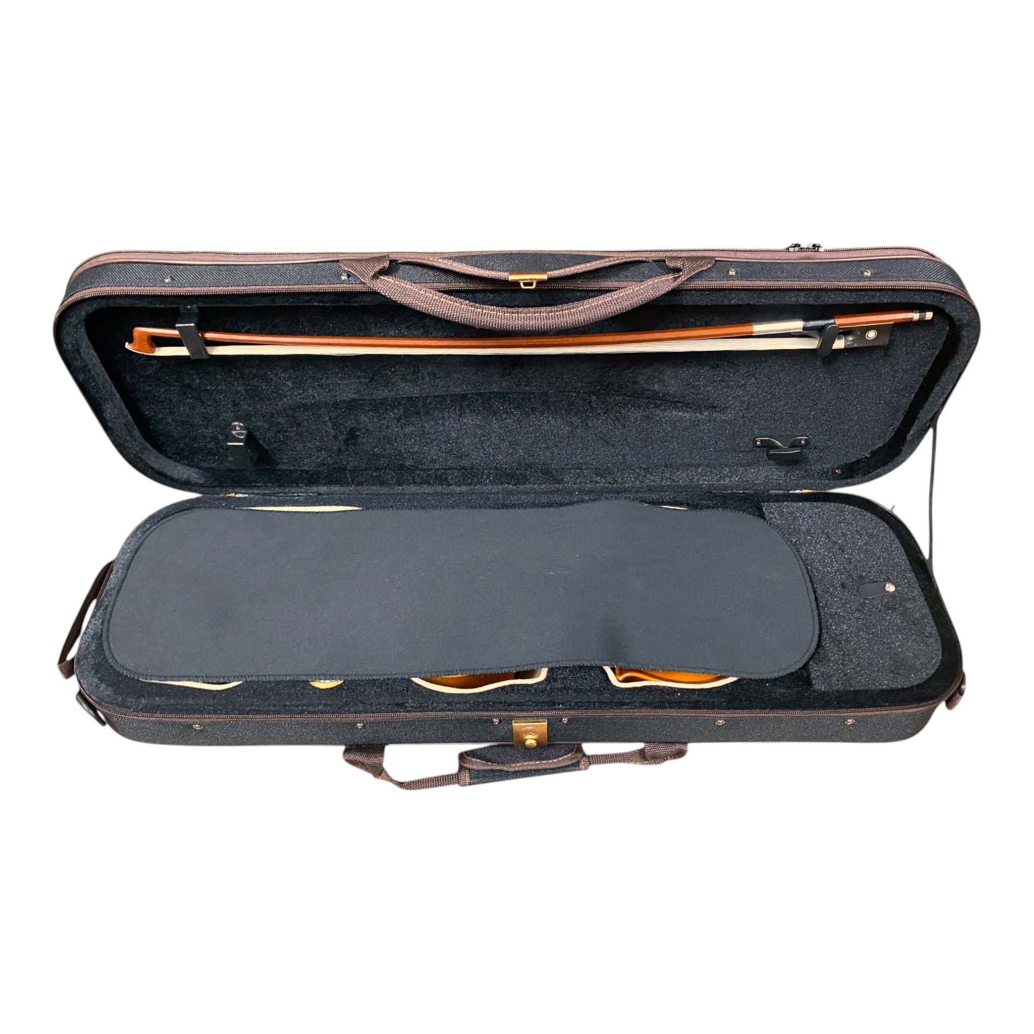 Symphony AV545 Solid Spruce & Flamed Maple 1/2 Size Violin outfit in Natural Semi-Gloss w/ Foam Case, Bow, and Rosin