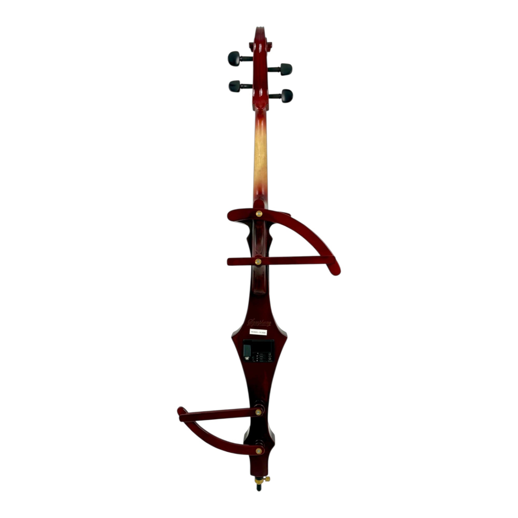 Symphony EC02R Foldable Hand-Carved Solid Catalpa Electric Cello Outfit in Woodgrain Red
