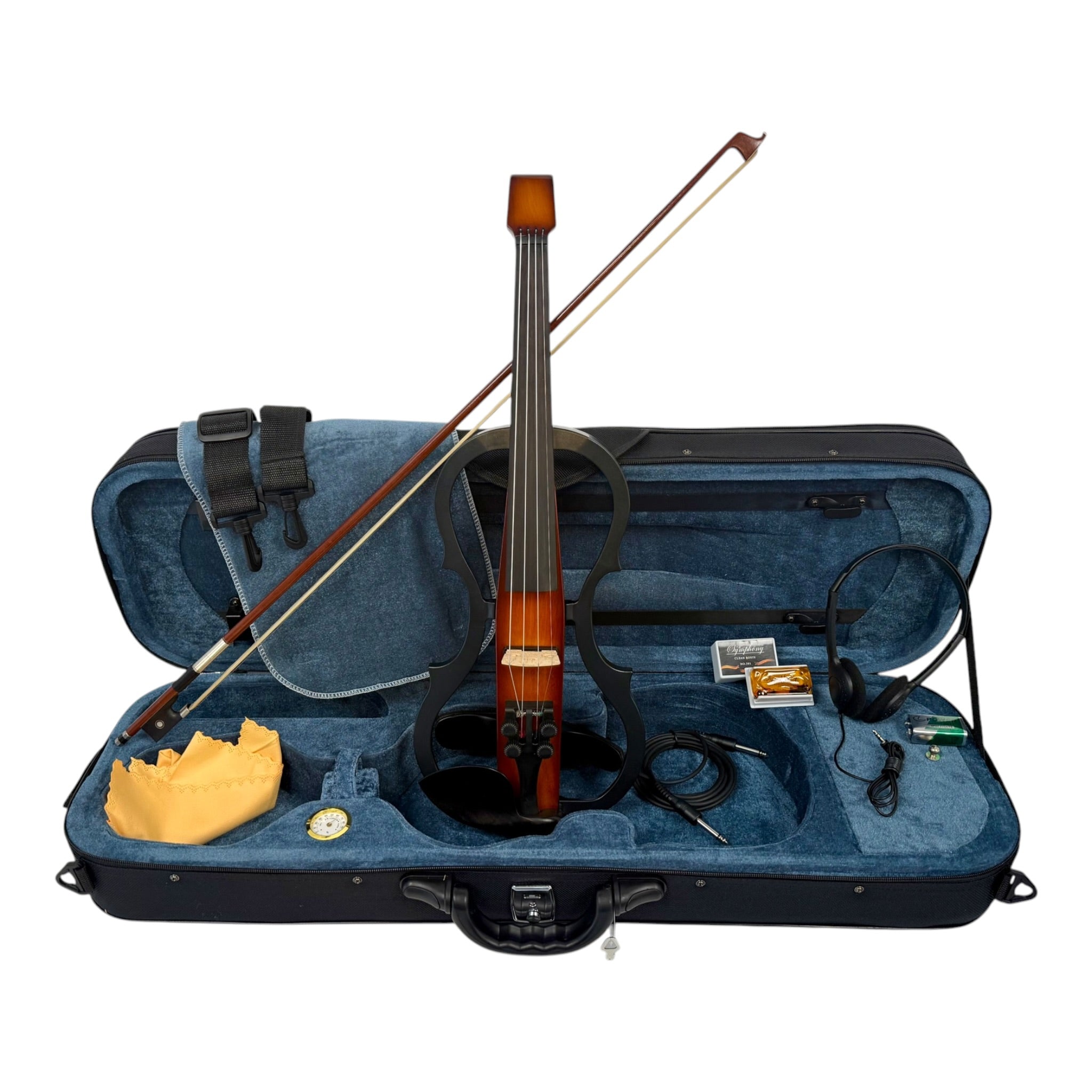 Symphony EVHL01SB Headless Catalpa ABS Electric Violin Outfit in Sunburst Gloss w/ Built-In EQ