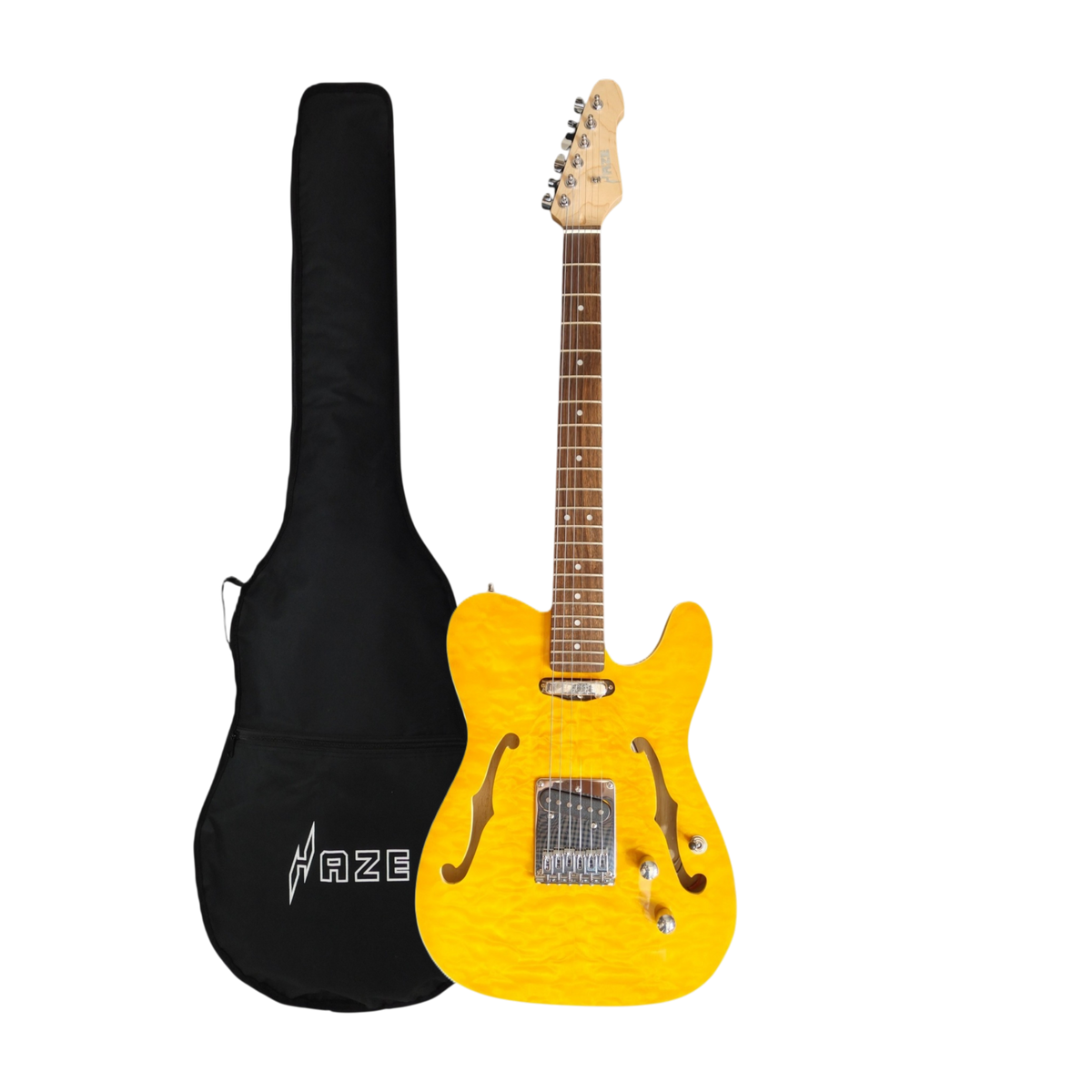 Pre-Order – Estimated Late Oct 2026 | Haze TL190 Quilted Natural Semi-Hollow Lightweight Electric Guitar with Single-Coil Pickups