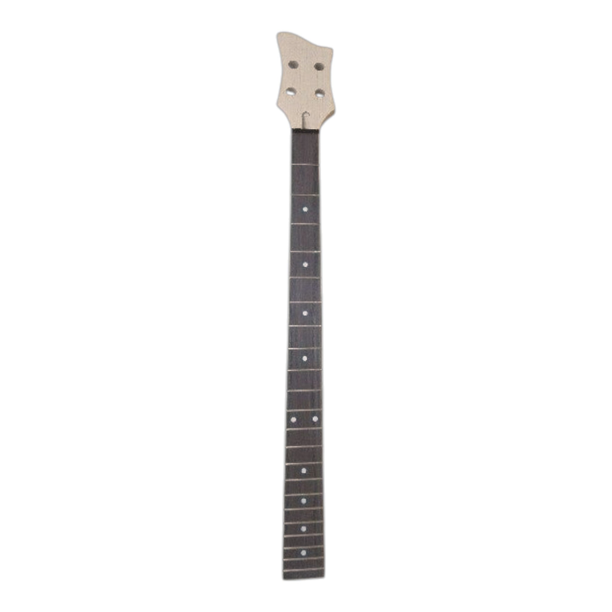 VL10DIY Hollow Basswood Body Maple Set-Neck Viola-Style Mini H-H Electric Bass Guitar DIY Kit - Complete No-Soldering w/ White Pearloid & Ebony Trims