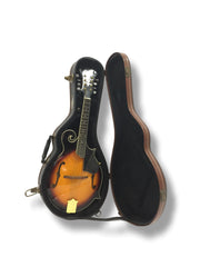Haze 601MDF F-Style Mandolin Hard Case - Lockable, Black with Brown Binding, HK19601MDF