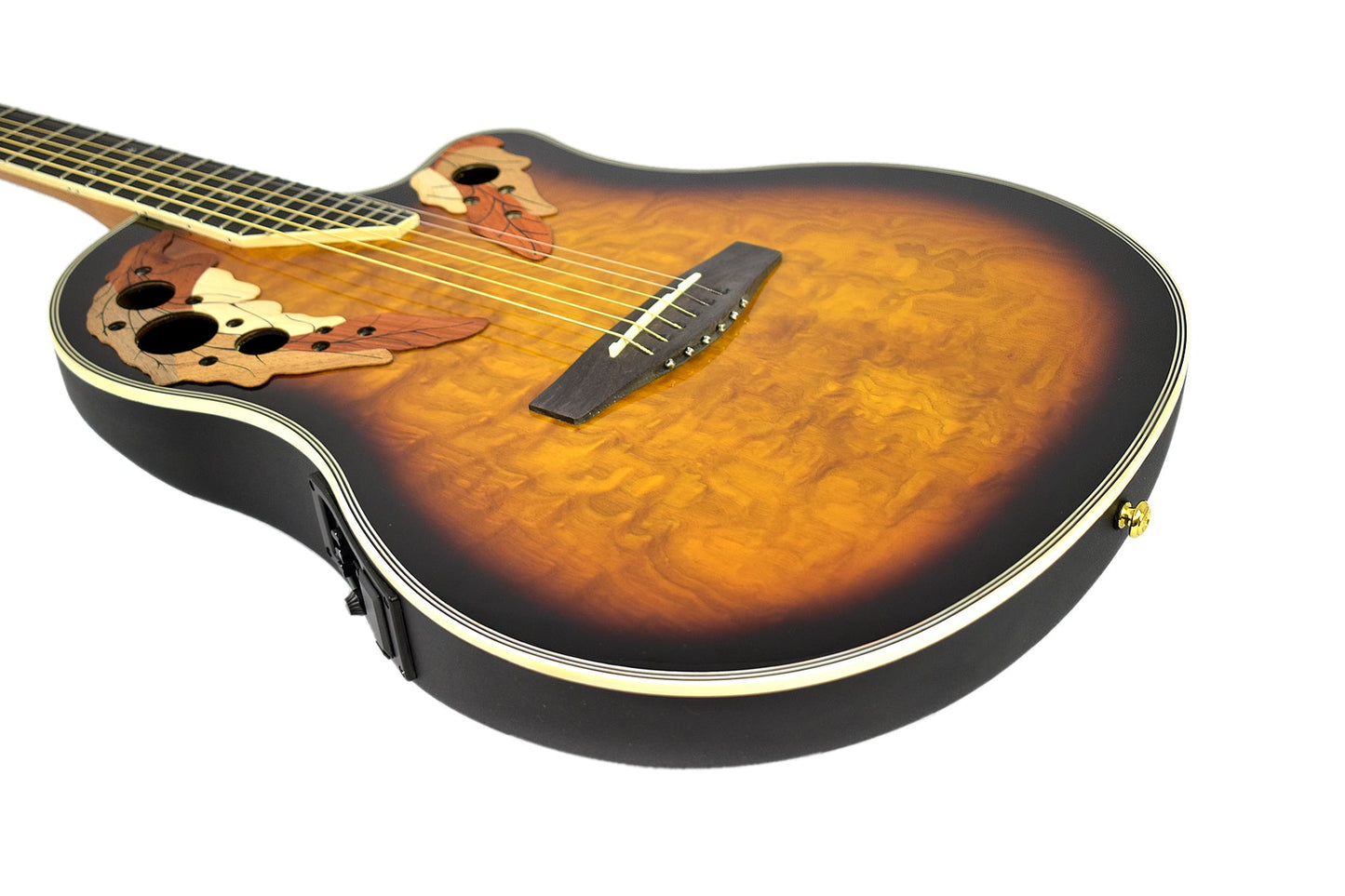 Caraya Roundback Built-In Pickups Fibre Glass Back Acoustic Guitar - Sunburst SP723CEQBS