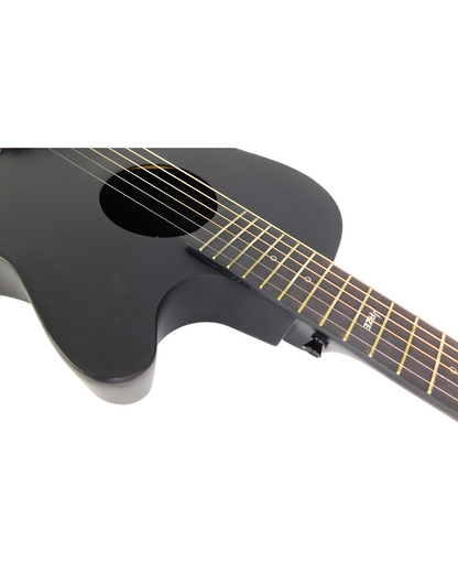 Haze Roundback 3/4 Traveller Built-In Pickups Acoustic Guitar - Black HSDP836CEQMBK