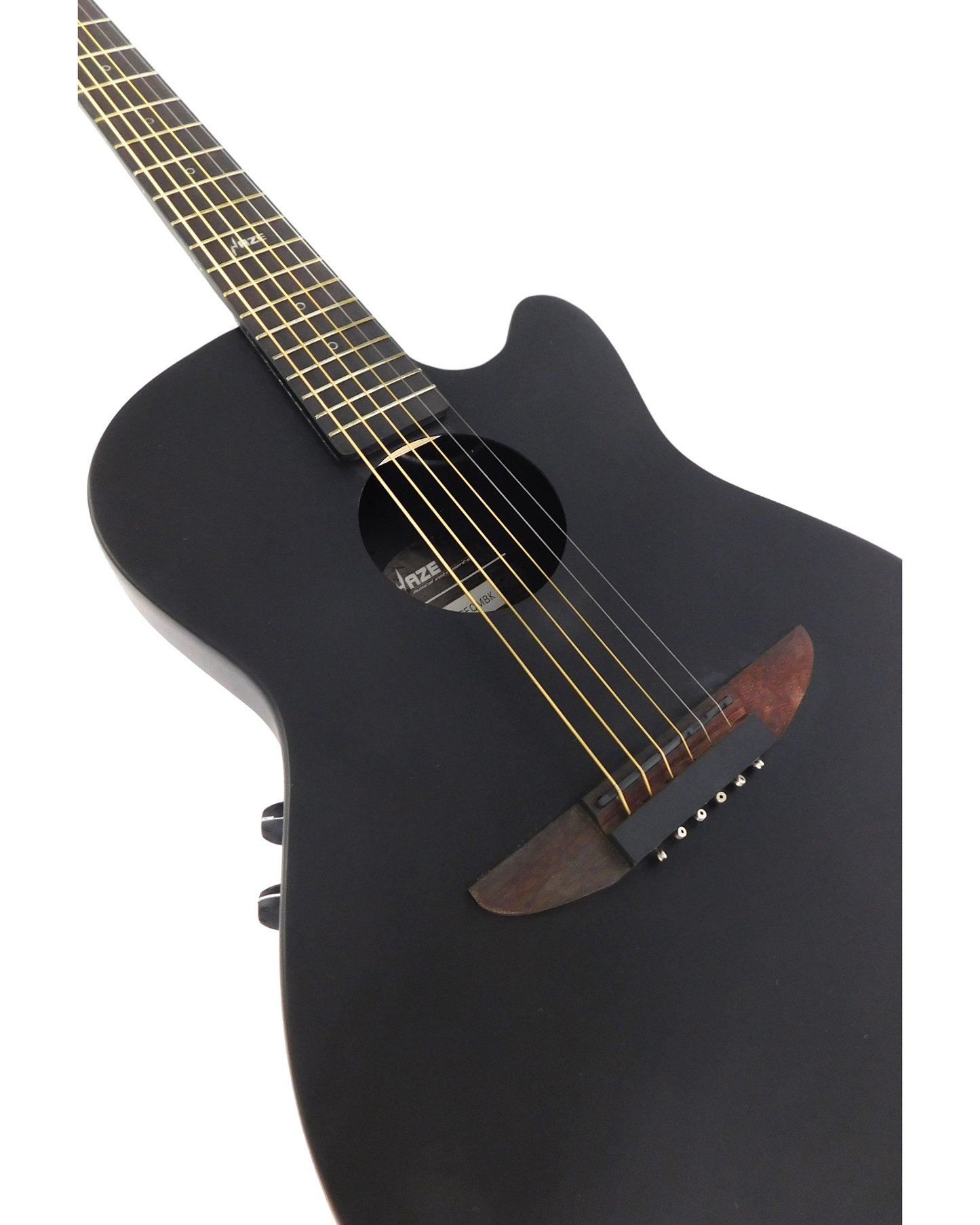 Haze Roundback 3/4 Traveller Built-In Pickups Acoustic Guitar - Black HSDP836CEQMBK