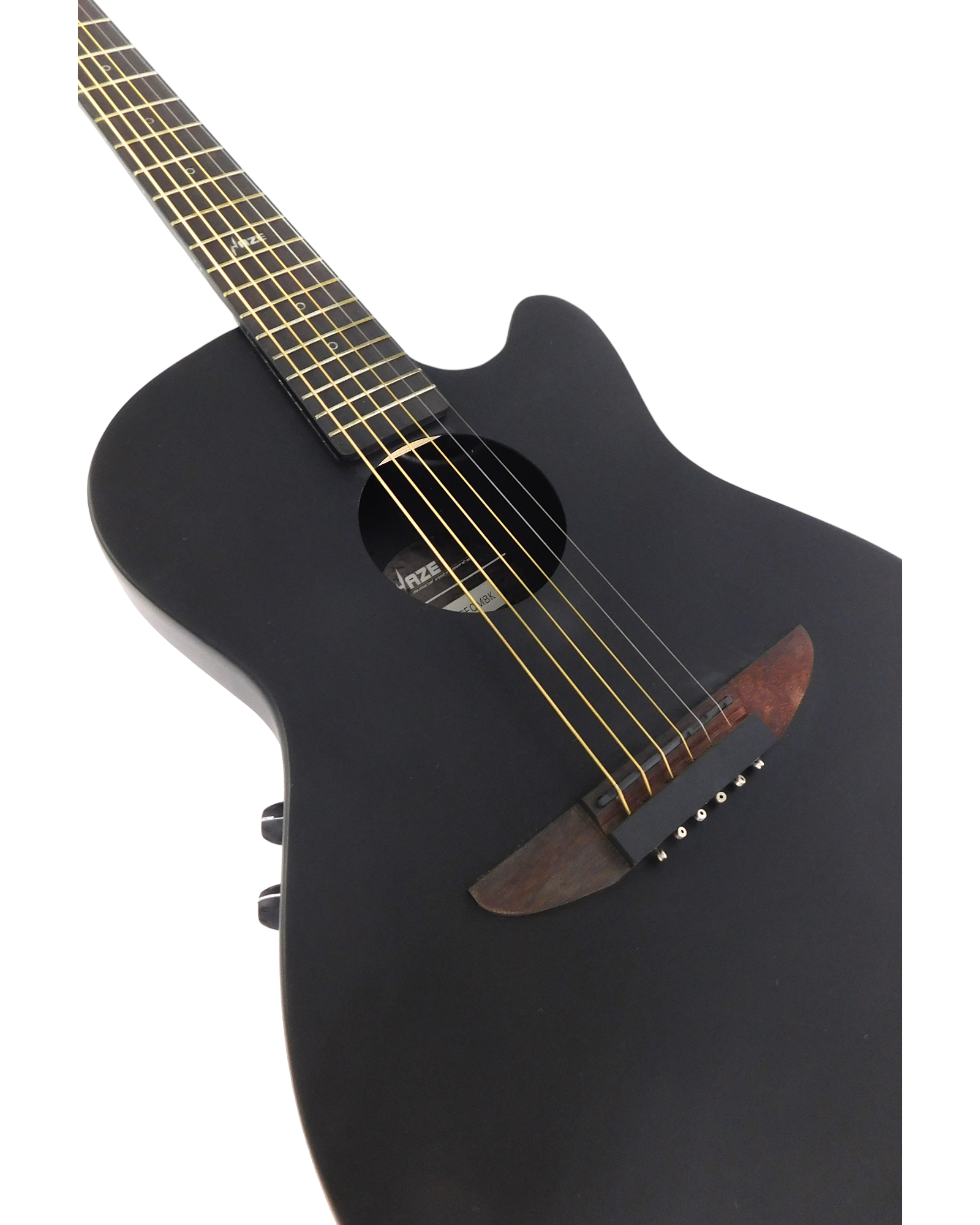 Haze HSDP836CEQMBK 38" Roundback Traveller Built-In Pickups Acoustic Guitar - Black